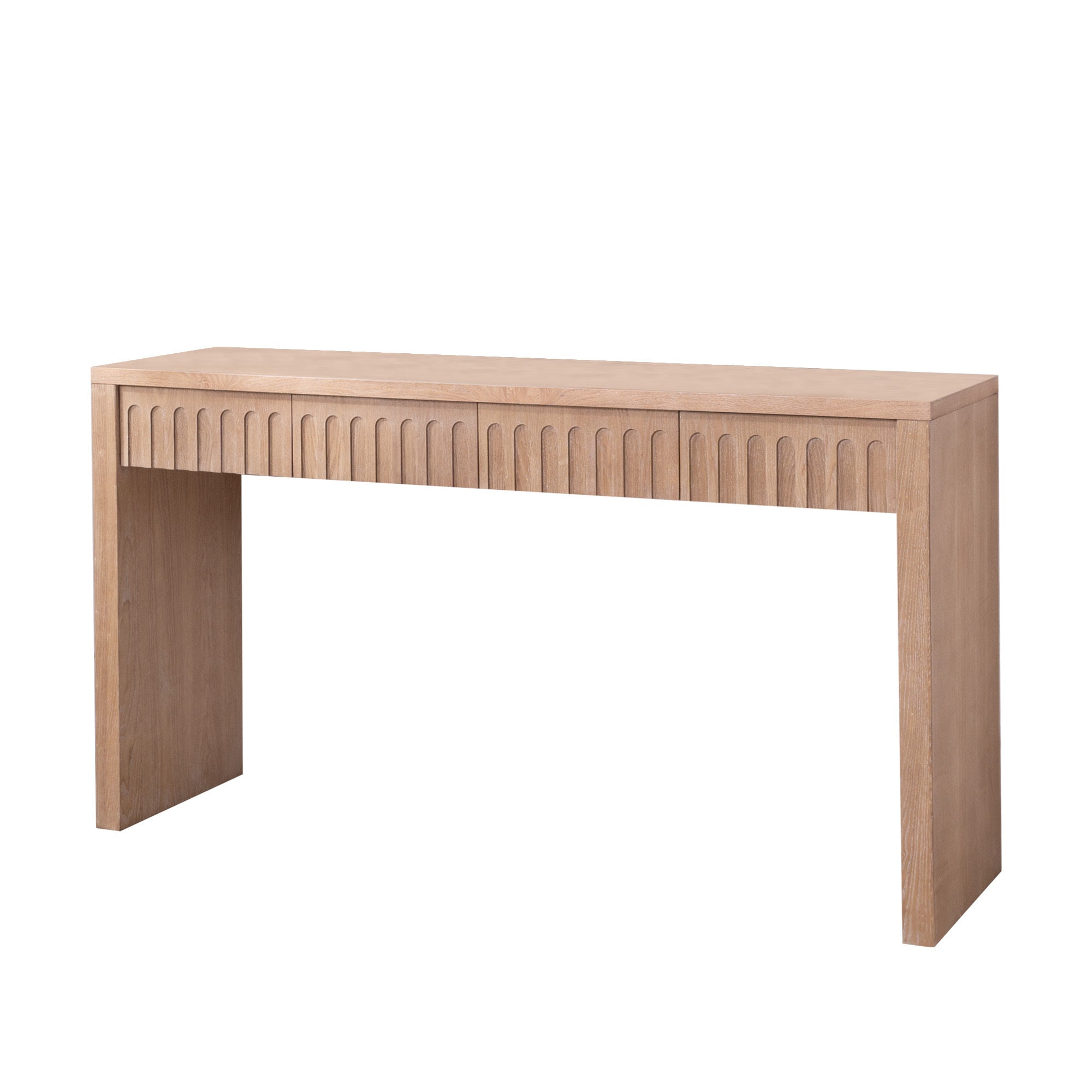 Modern Console Table with 4 Drawers – 59.2" Entryway Table in Natural Wood Finish