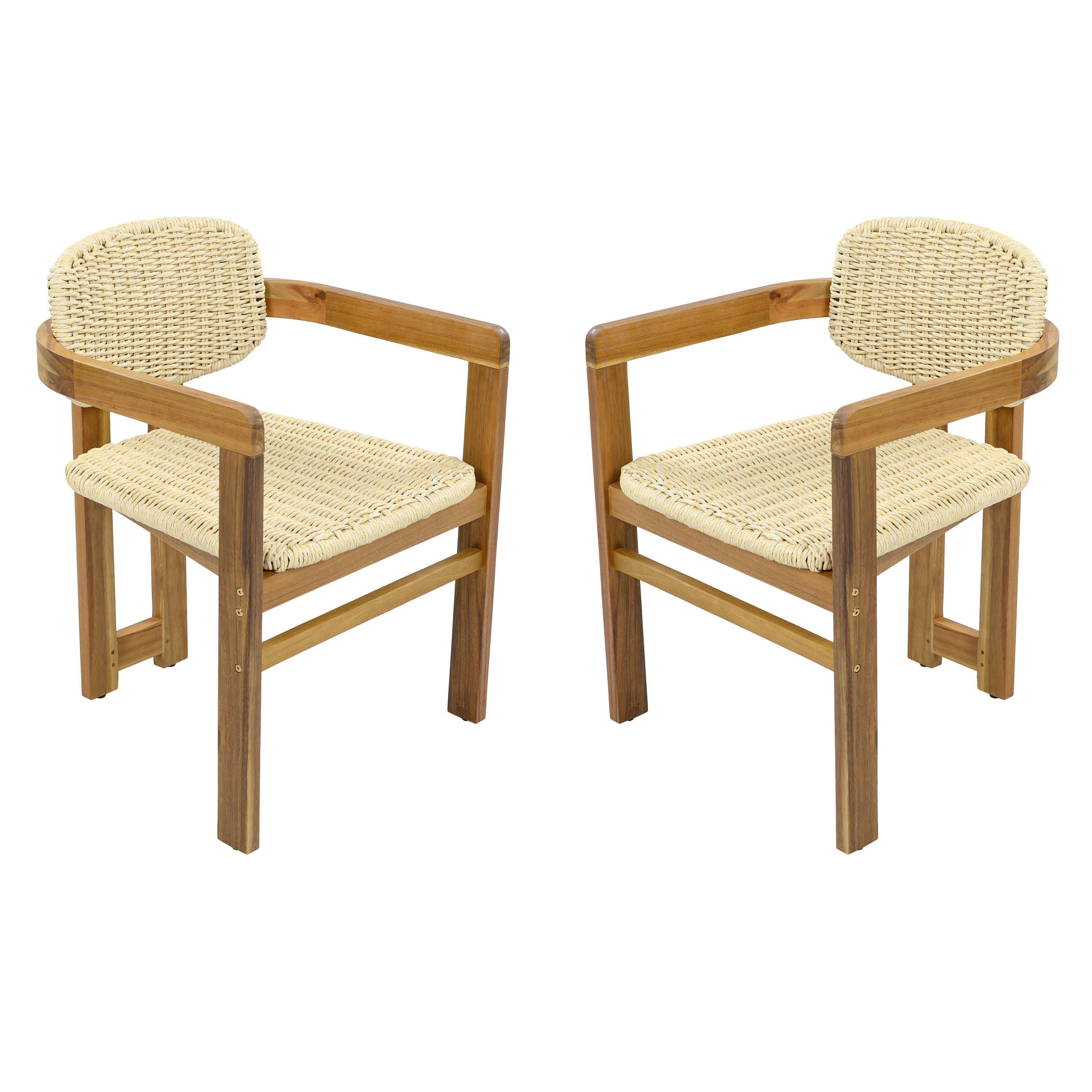 Outdoor Woven Rattan Chair Set Two Accent Chairs