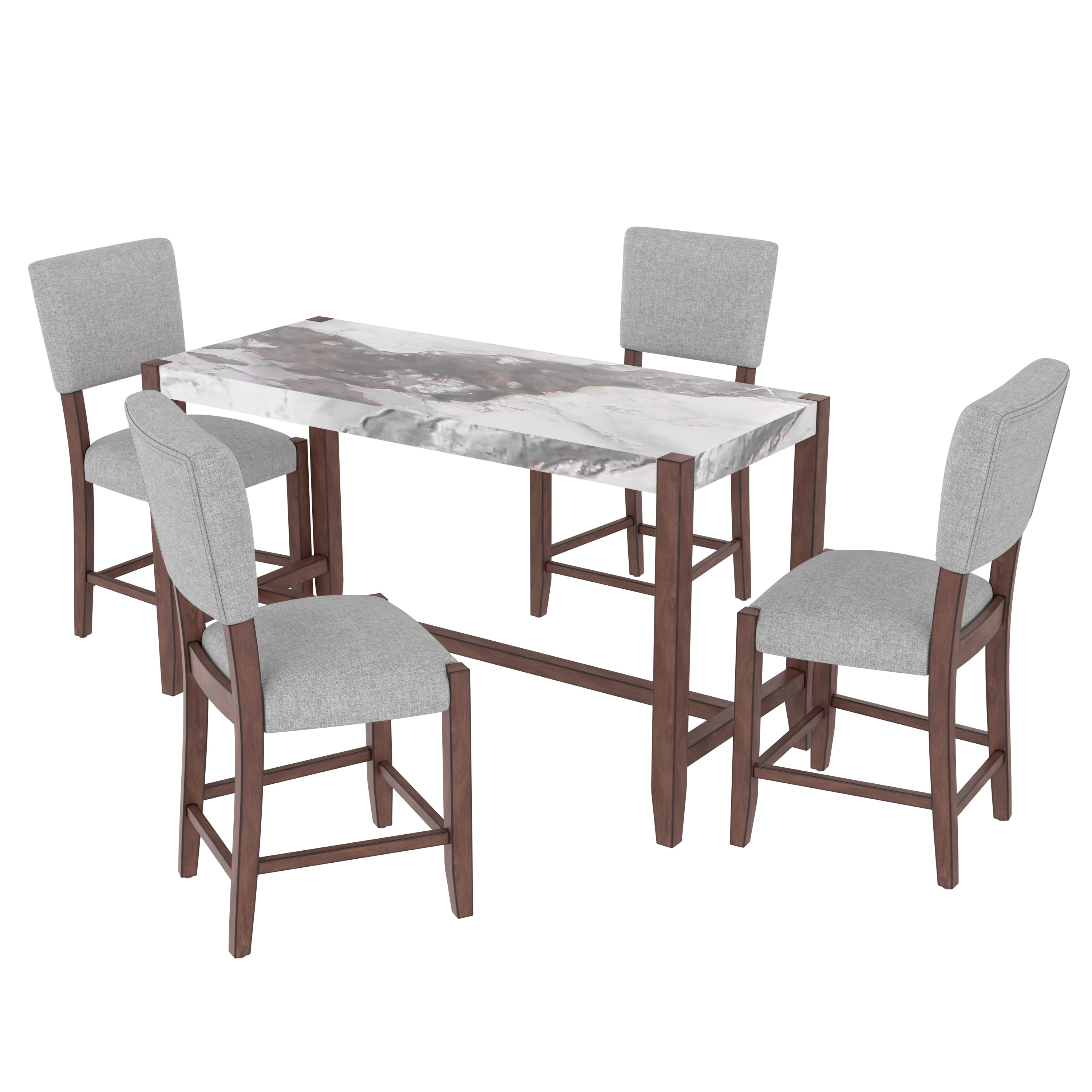 Set of 4 Mid-Century Modern Linen Upholstered Bar Stools