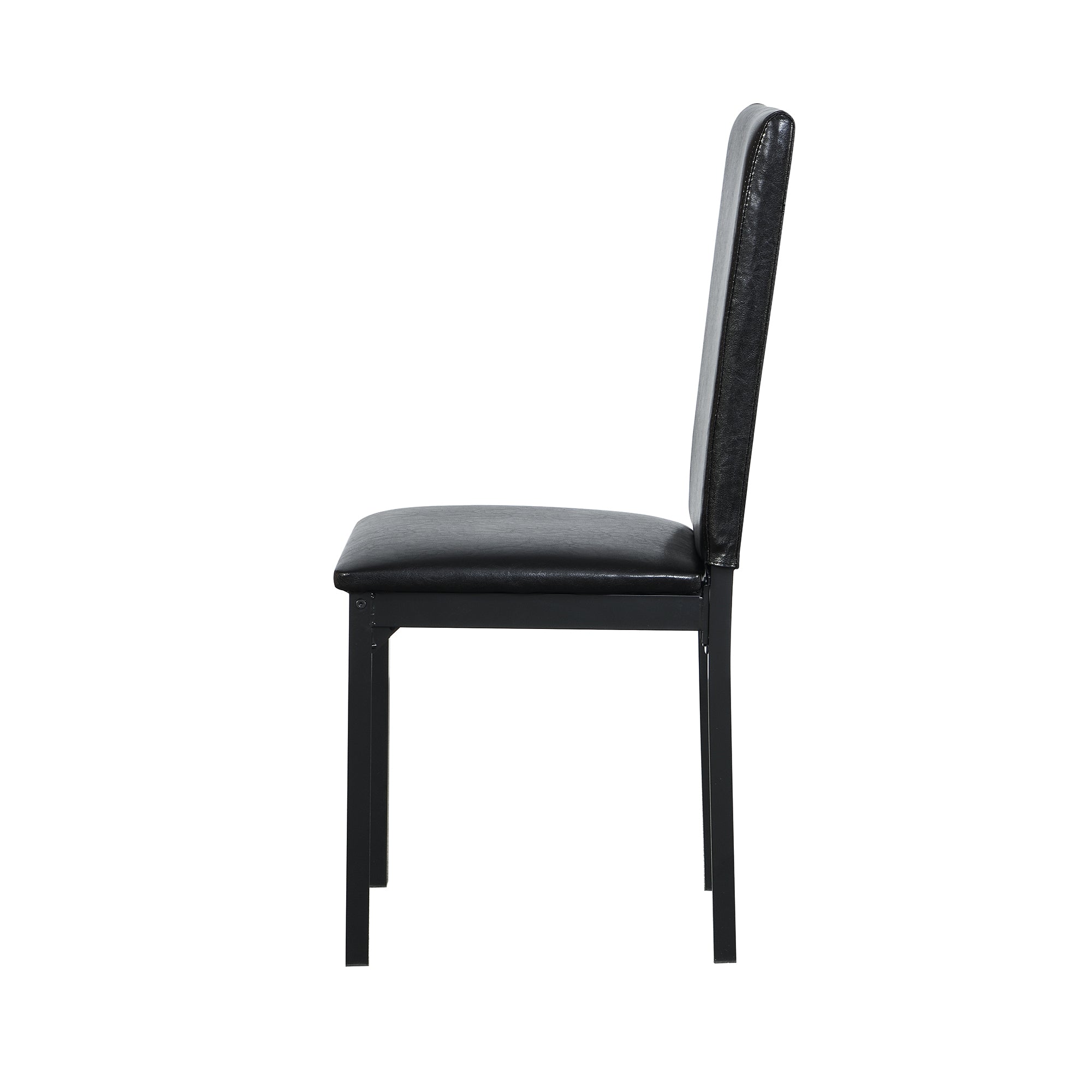 Furniture 5 Piece Metal Dinette Set with Faux Marble Top - Black