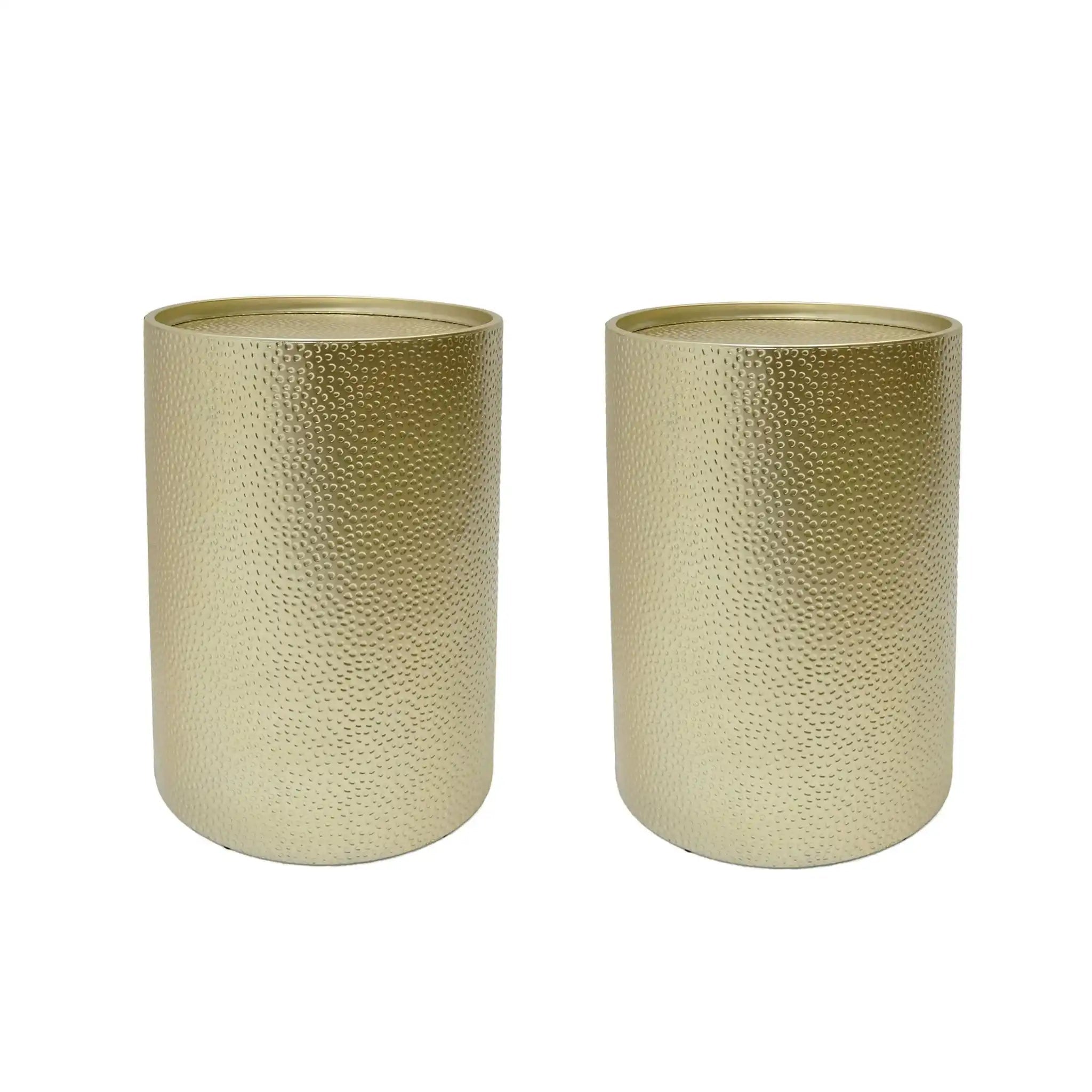 Modern Round Accent Table With Hammered Surface