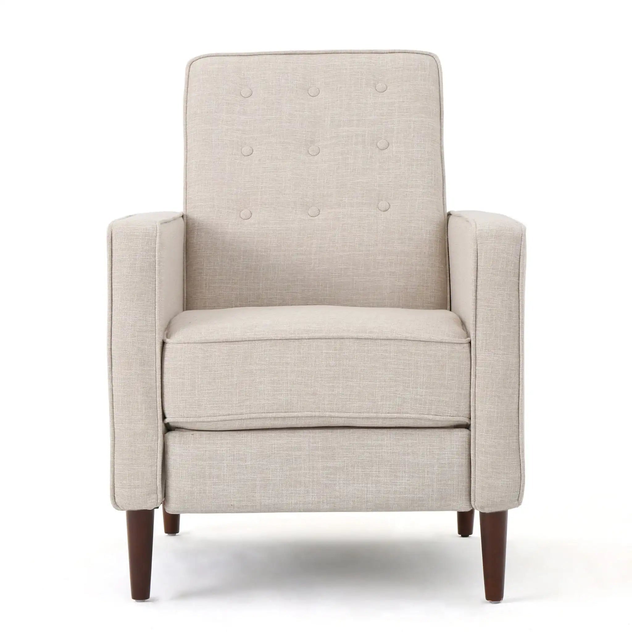 Mid-Century Modern Recliner With Button Tufted Waffle Stitch