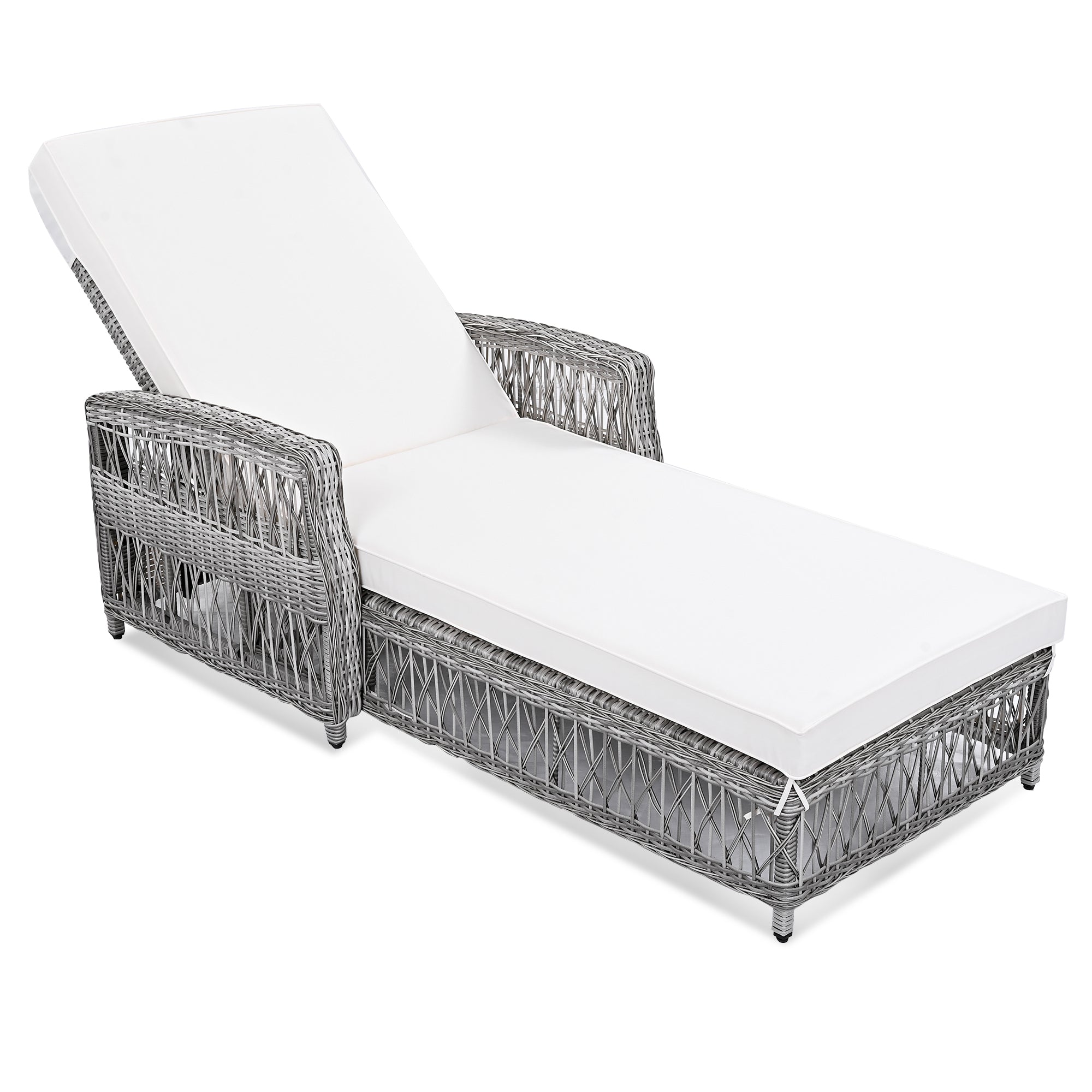 GO 2 Piece Long Reclining Chaise Outdoor Wicker Lounge Set