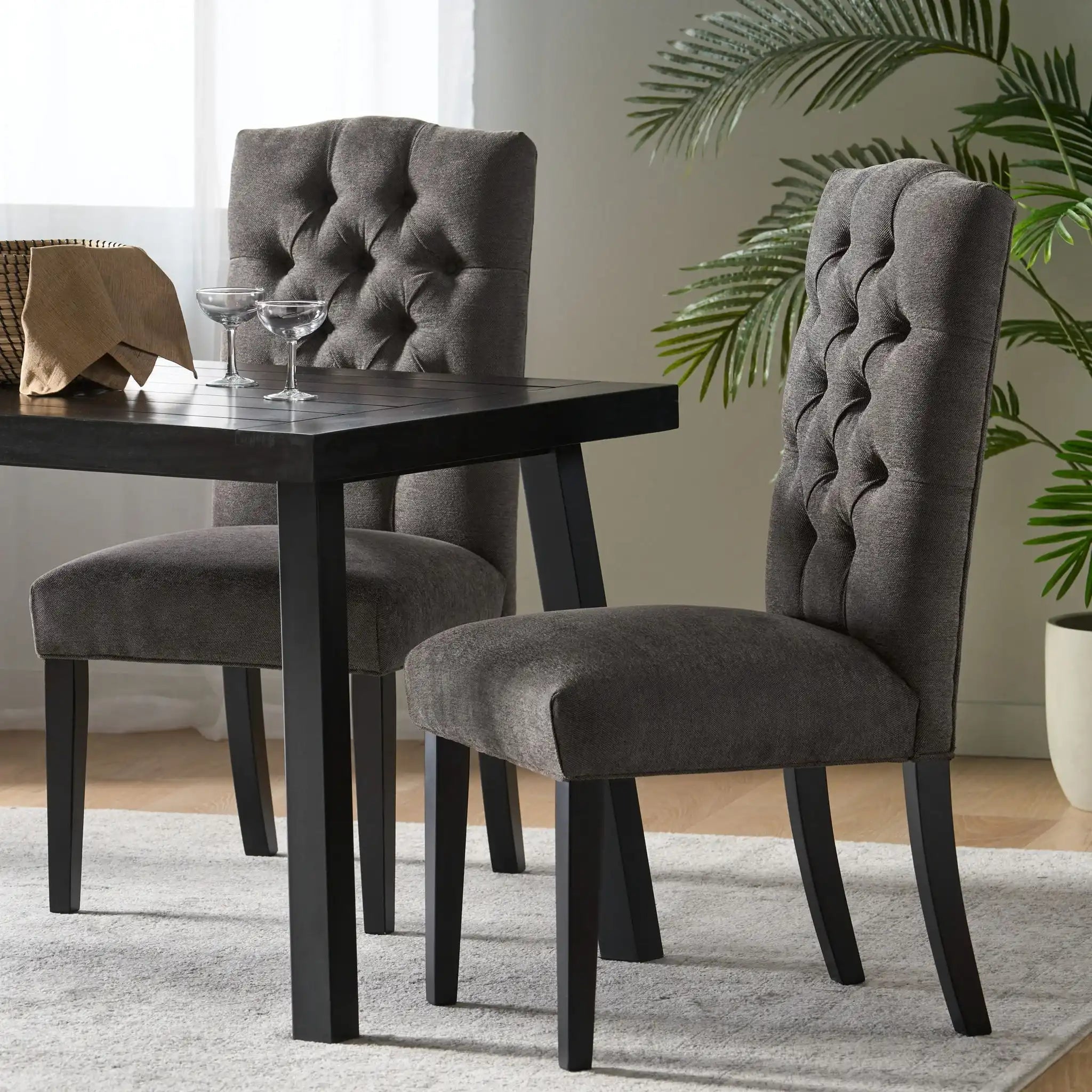 Harriet Tufted Dining Chair with Button Tufting and Diamond Stitching