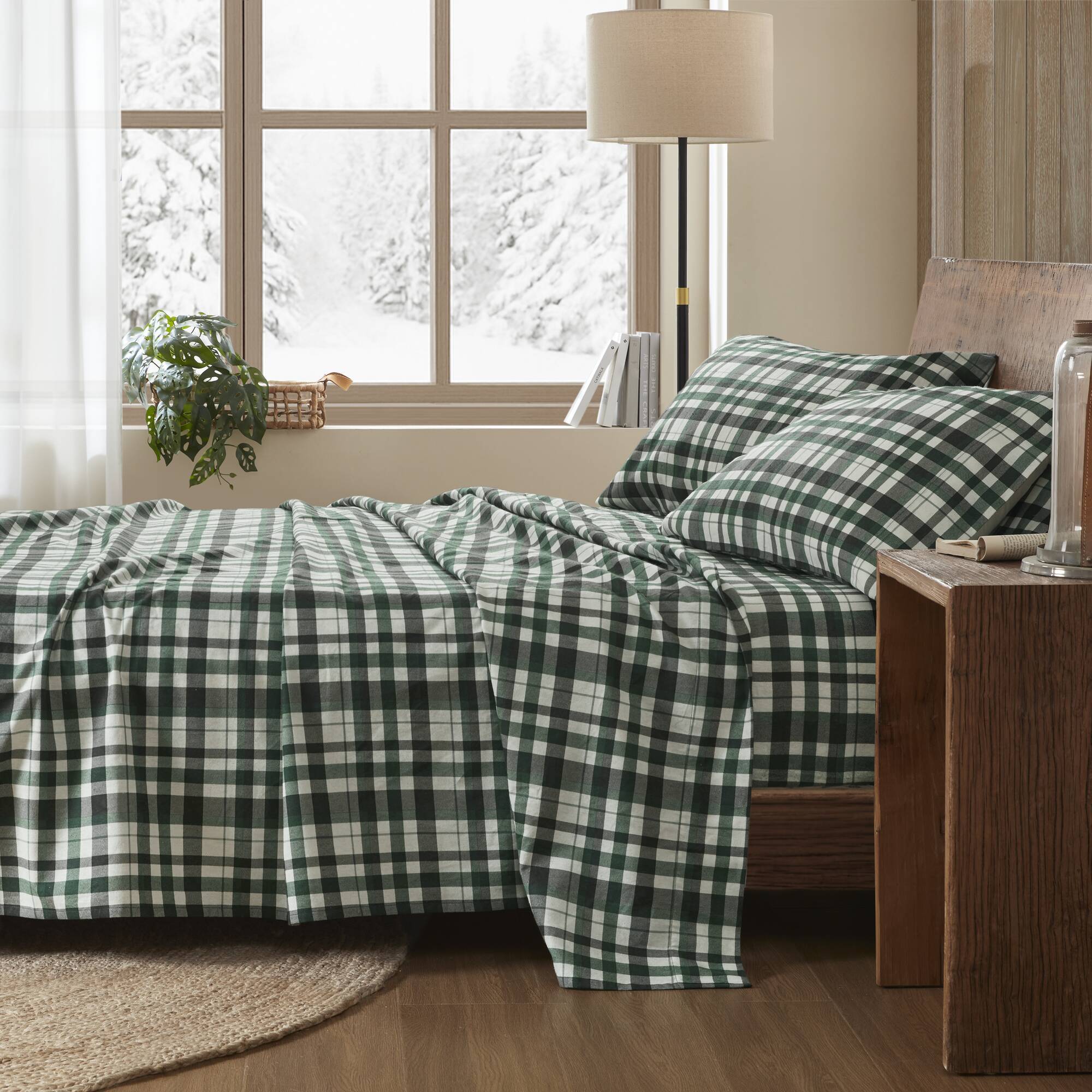 4 Pieces Queen 100% Cotton Flannel Printed Sheet Set Finton