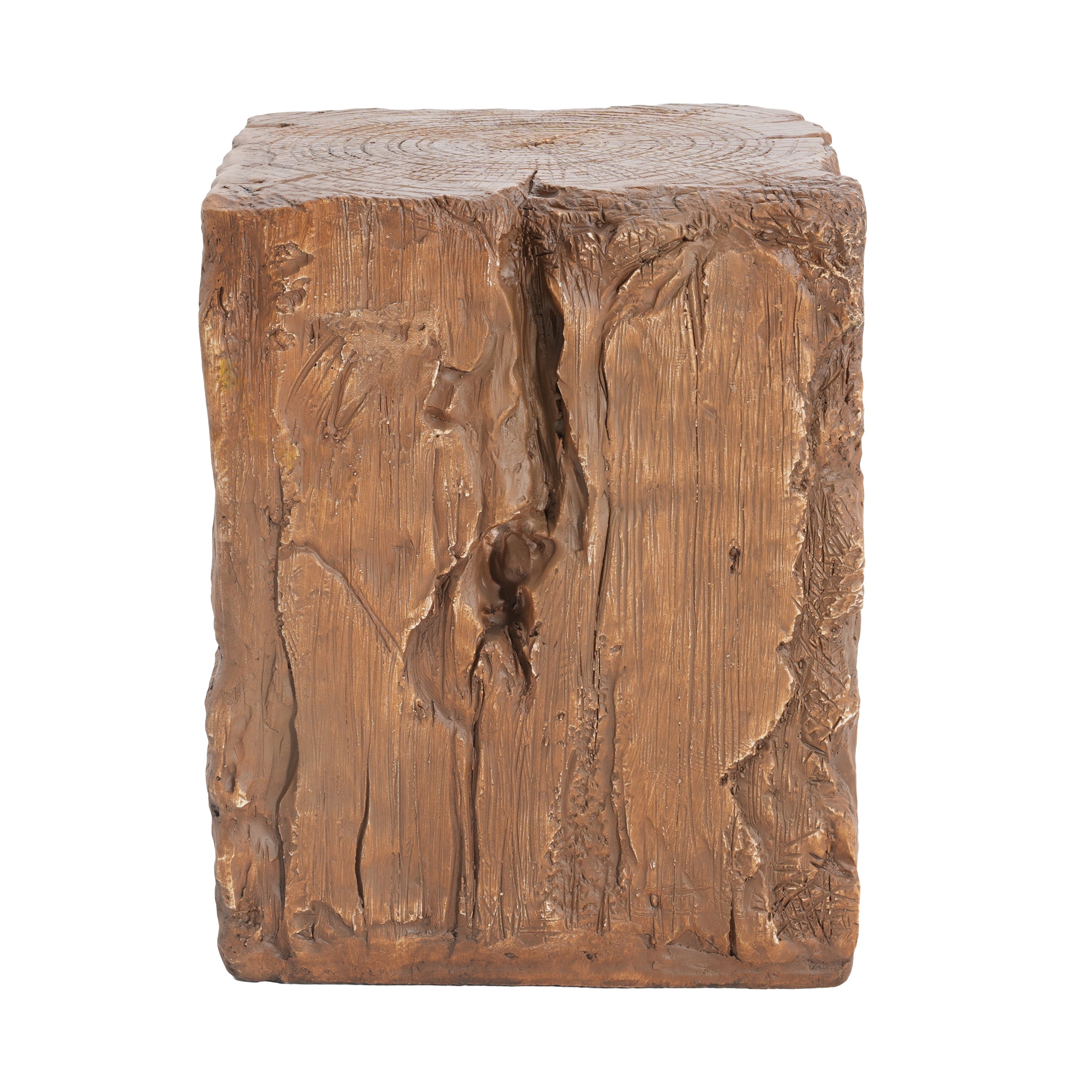Amira Outdoor and Indoor Stump Shape MGO Side Table Brown Finish