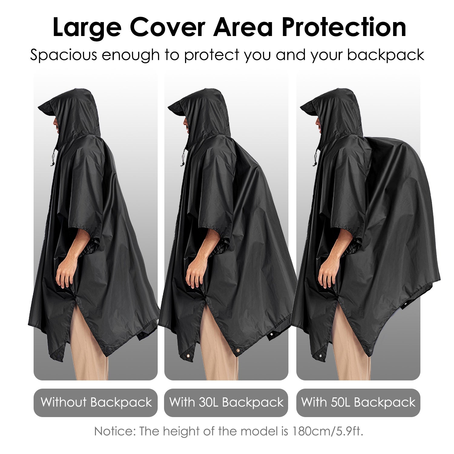 Unisex Hooded Rain Poncho With Pocket