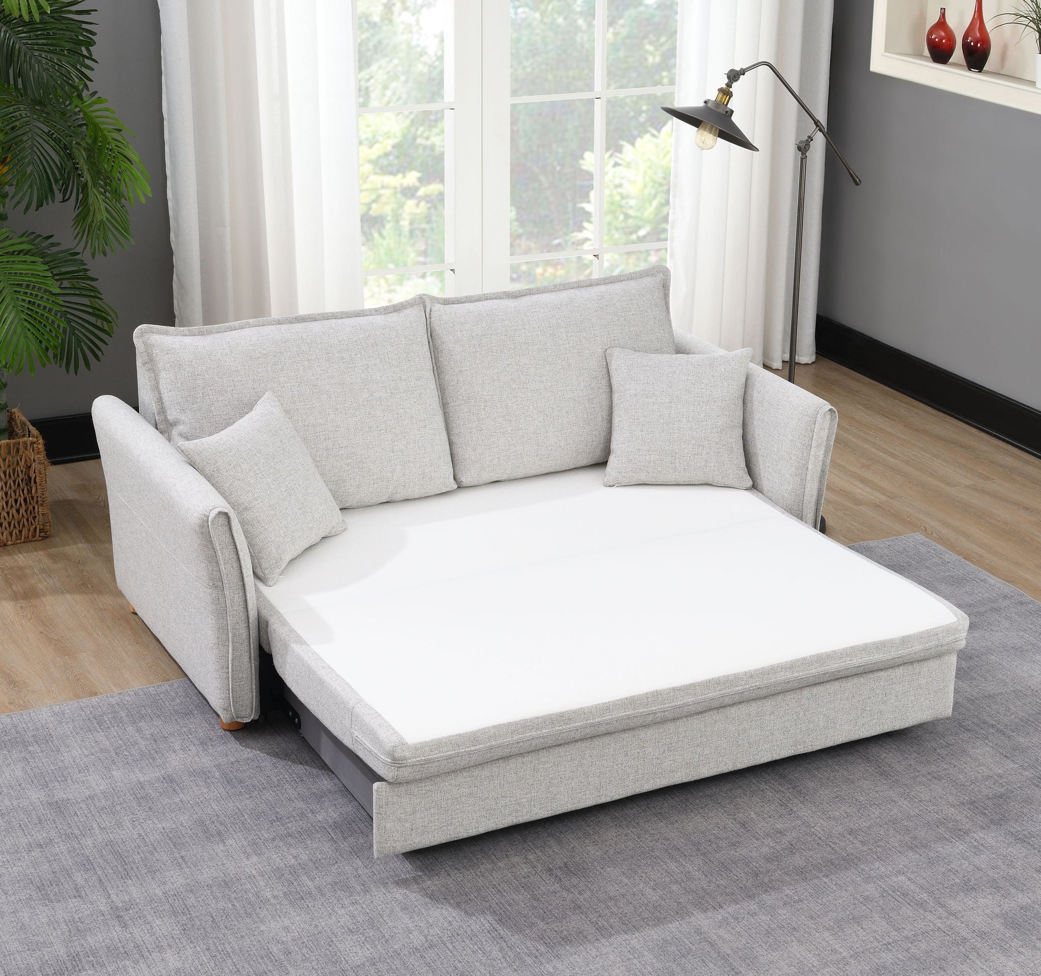 Oren Chenille Sleeper Sectional Sofa With Storage - Gray