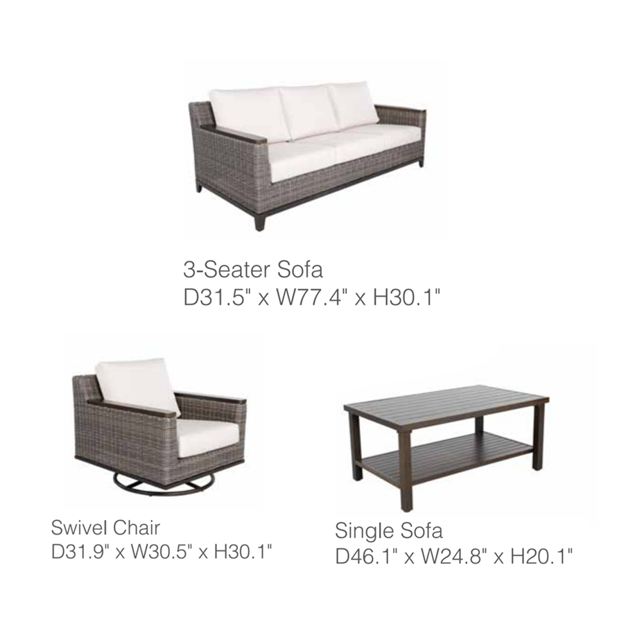 Owens 4-Piece Aluminum Living Room Set With Swivel Chairs