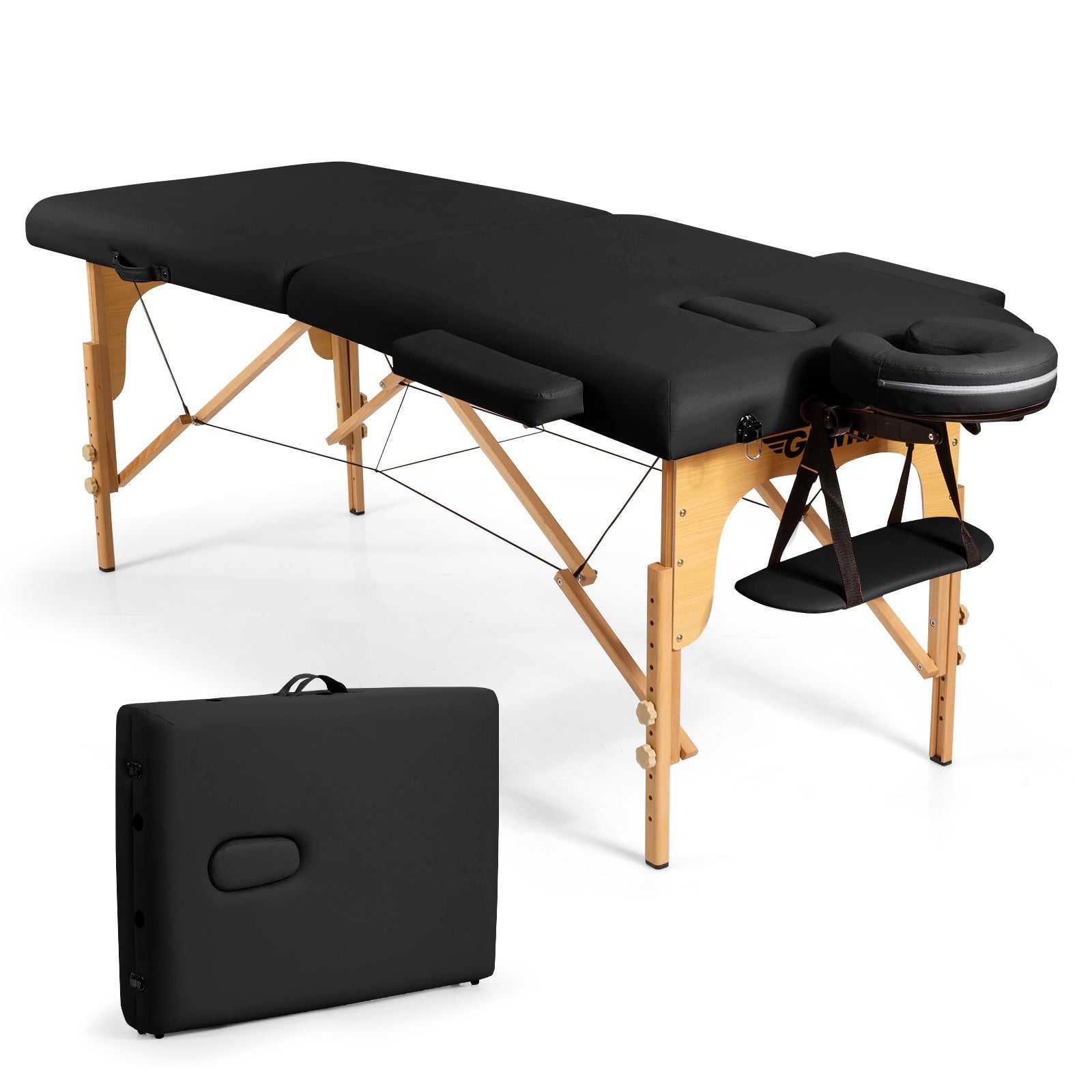 Portable Adjustable Facial Spa Bed with Carry Case-Black