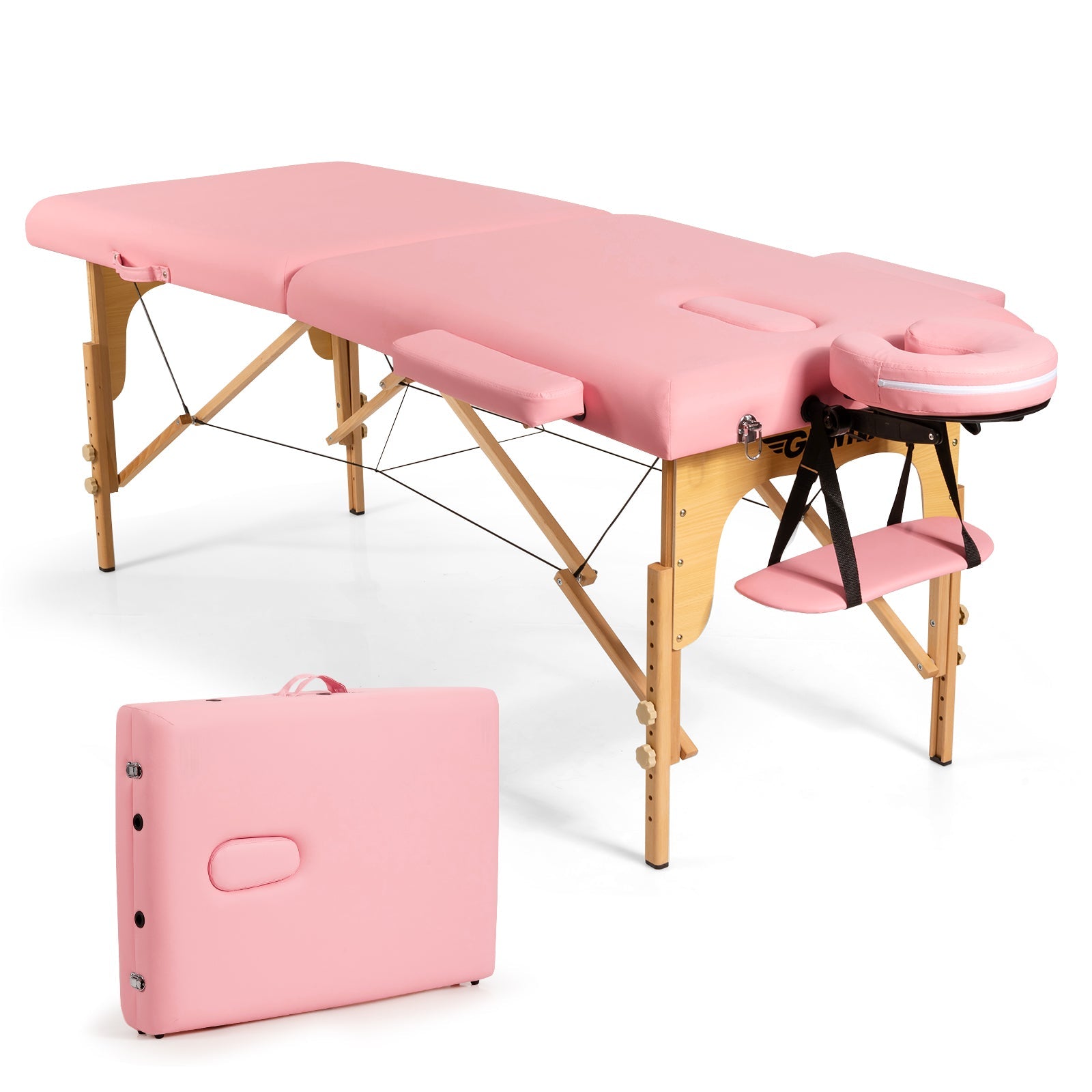 Portable Adjustable Facial Spa Bed with Carry Case-Pink