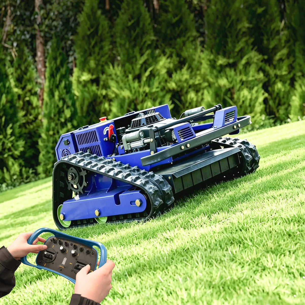 Heavy-Duty 224CC Remote-Controlled Lawn Mower With 21-Inch Deck & Industrial Remote