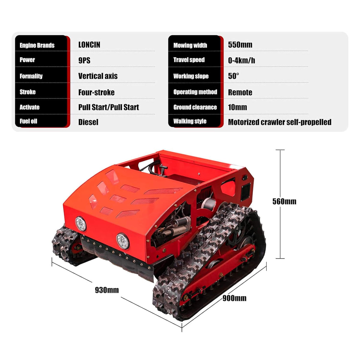 Heavy-Duty Industrial Remote-Controlled Lawn Mower With Adjustable Cutting Height