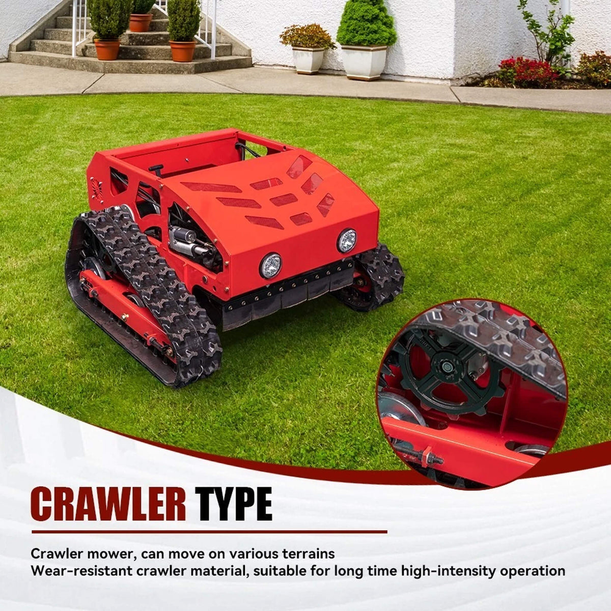 Heavy-Duty Industrial Remote-Controlled Lawn Mower With Adjustable Cutting Height