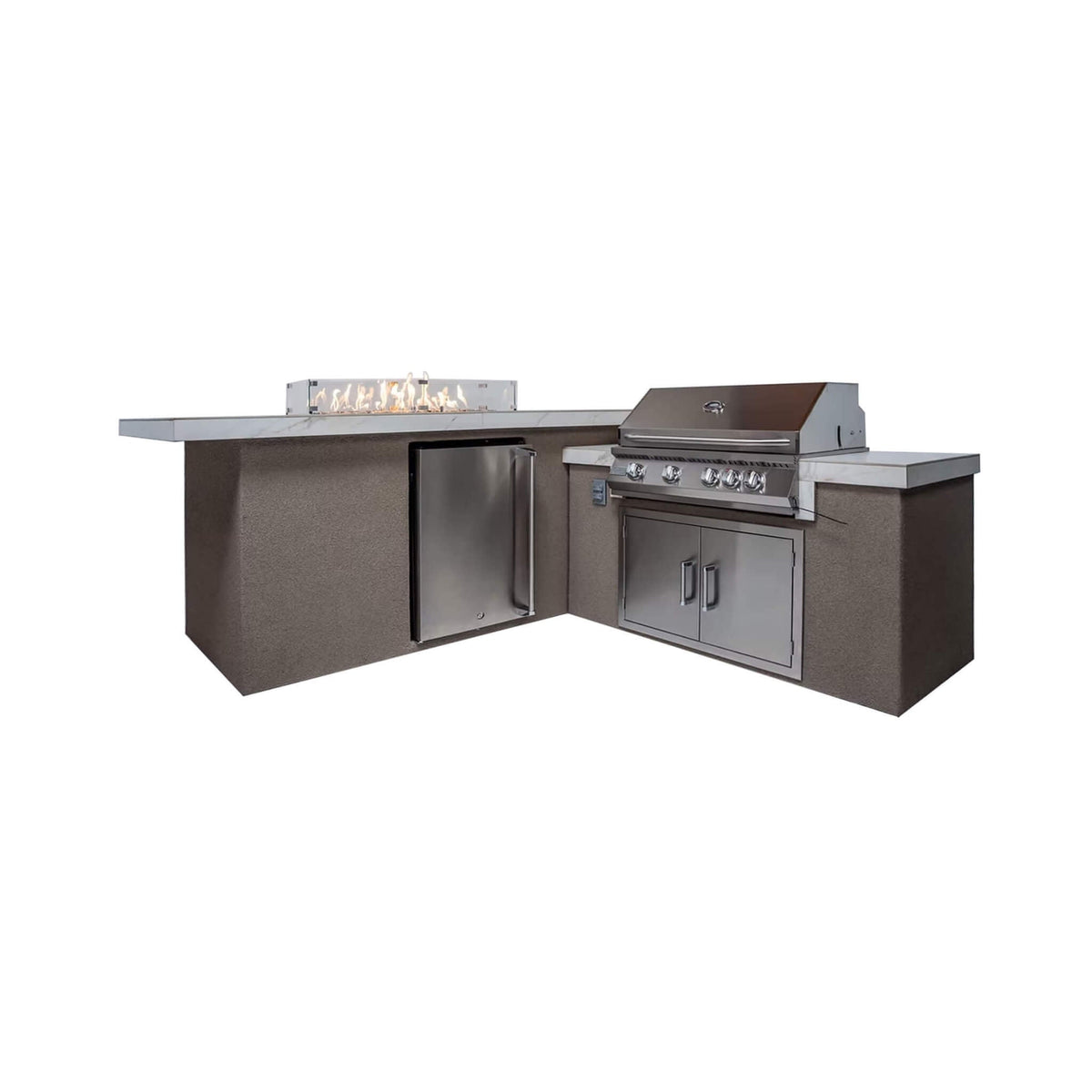 KoKoMo Grills Baja 9FT BBQ Island With LEDs, Built-In BBQ And Refrigerator