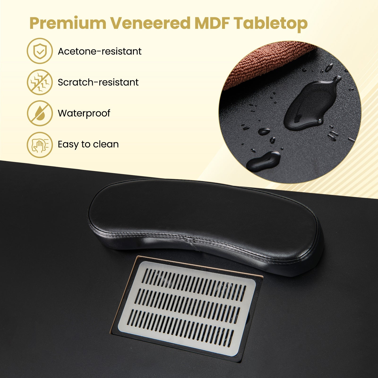 Manicure Table Nail Desk with Electric Dust Collector and 3 Dust Bags-Black