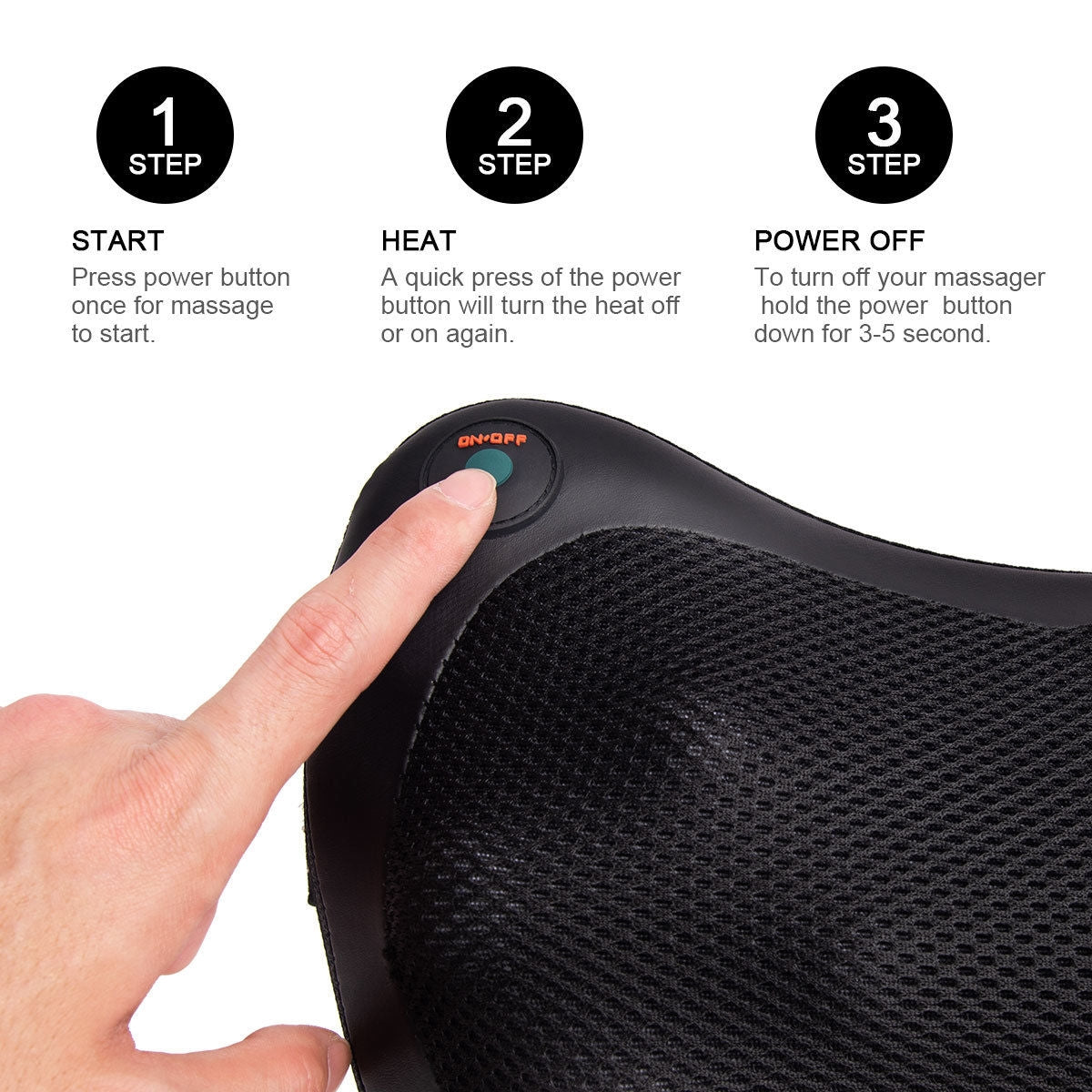Shiatsu Pillow Massager with Heat Deep Kneading for Shoulder Neck and Back