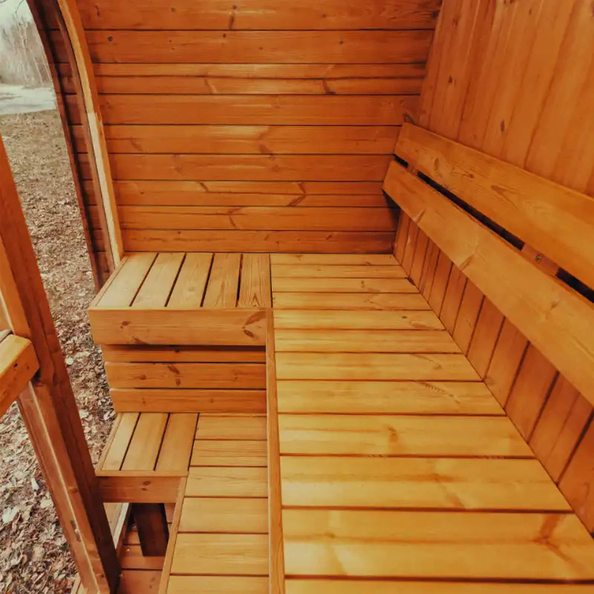 Premium 3-Person Outdoor Scandinavian ThermoWood Cube Sauna Kit With LED Lighting