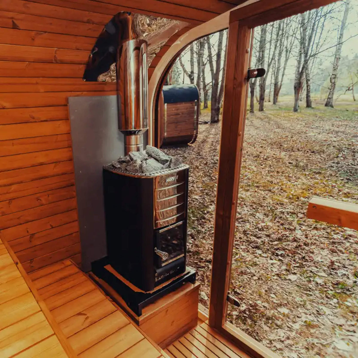 Premium 6-Person Outdoor Scandinavian ThermoWood Cube Sauna Kit With LED Lighting