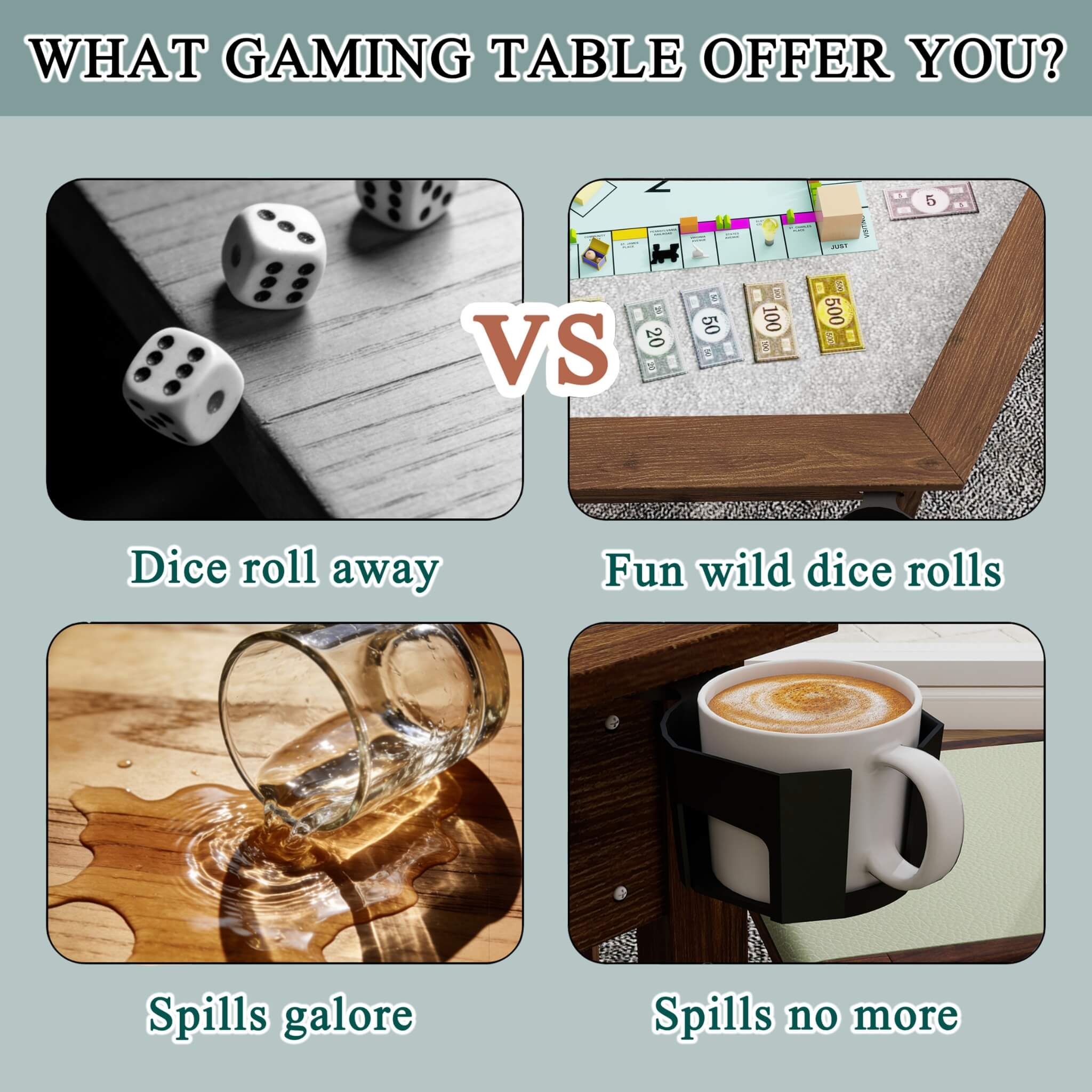 Premium 6-Person Hexagon Game And Dining Table With Top, Mat And Cup Holders (SAK67845)
