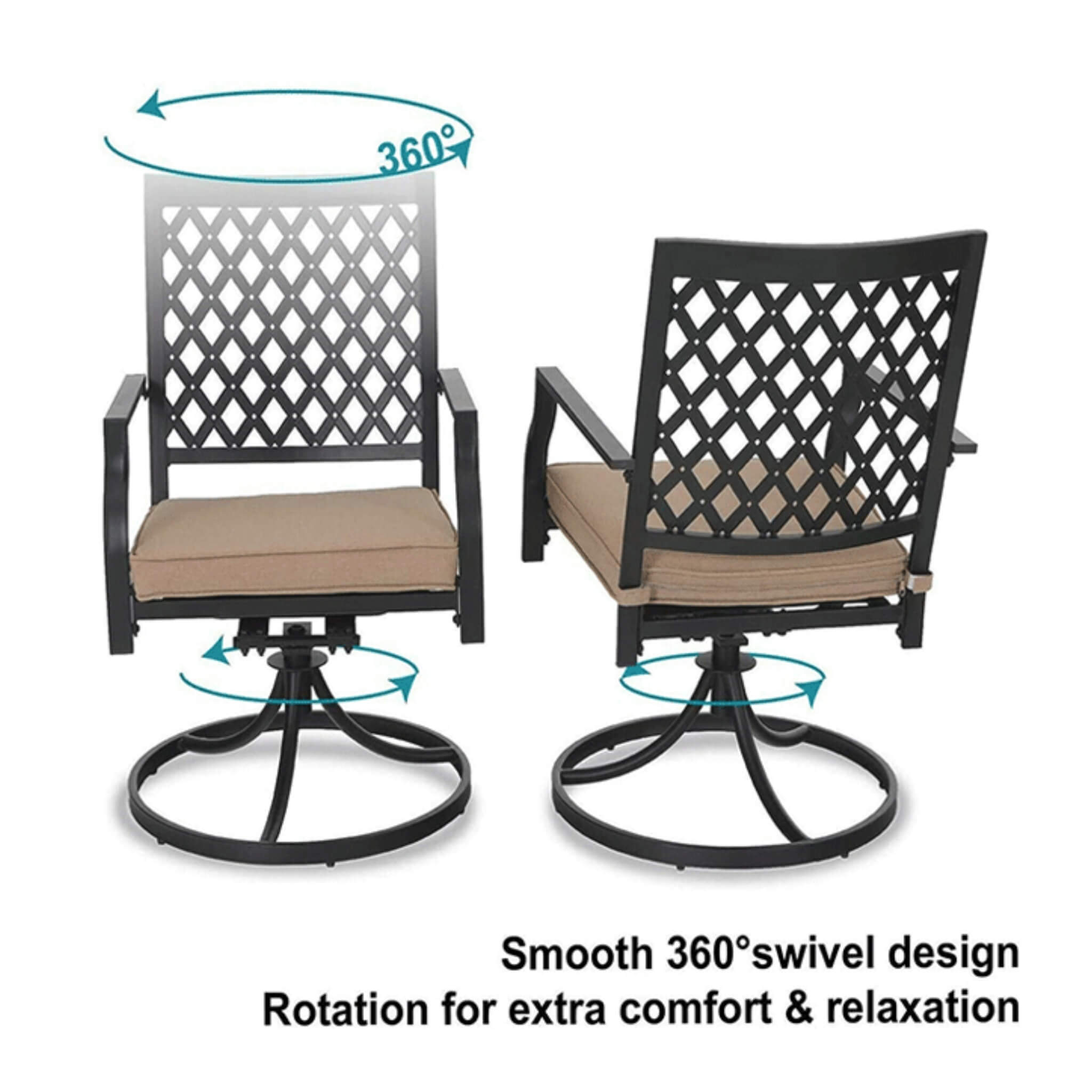 Sophia & William Outdoor Gas Fire Pit Table Set W/ Cushioned Swivel Dining Chairs, 5PCS