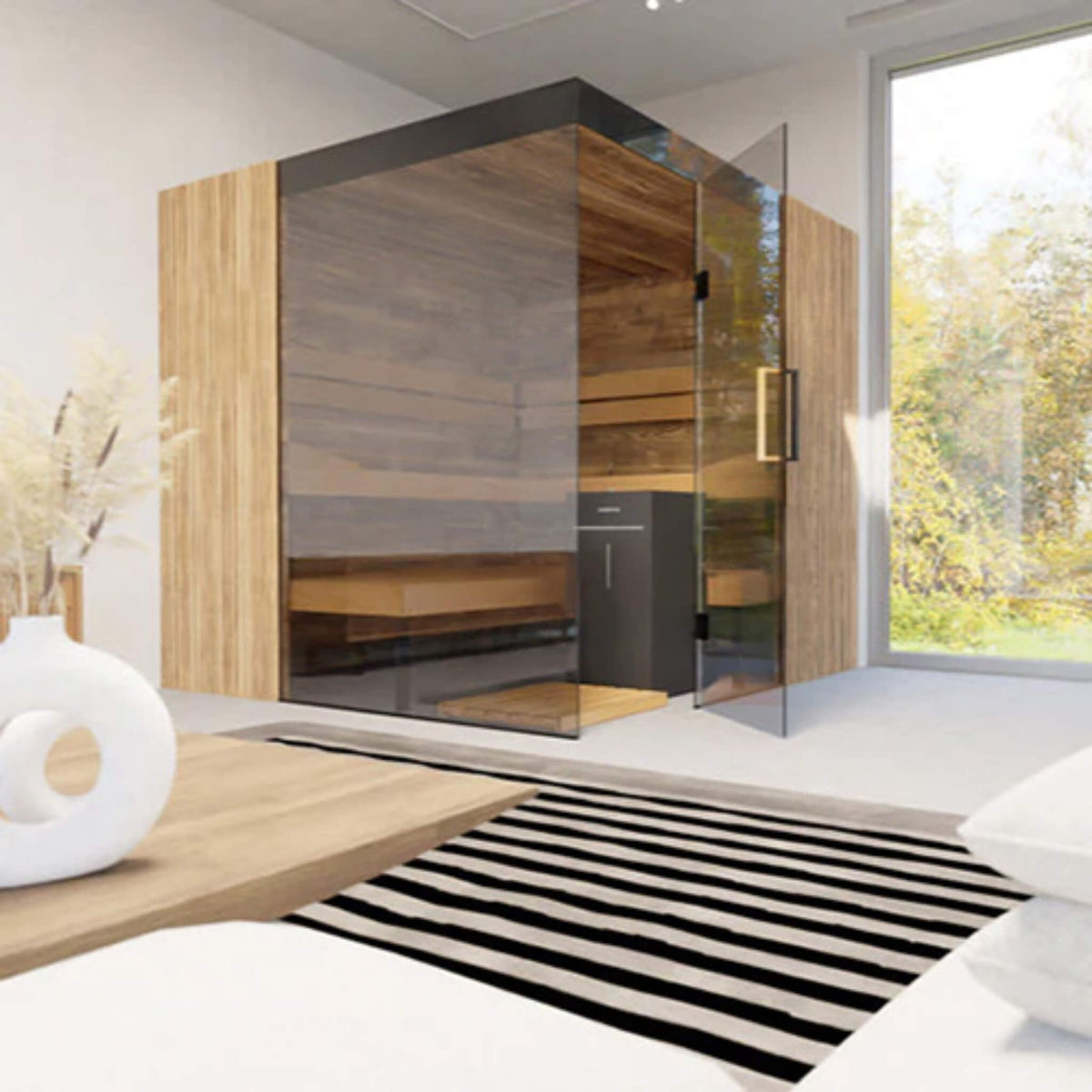 ThermaSol Aalto 4-Person Indoor Semi Panoramic Glass Sauna Cabin