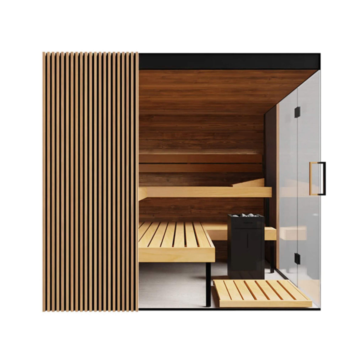 ThermaSol Aalto 4-Person Indoor Semi Panoramic Glass Sauna Cabin