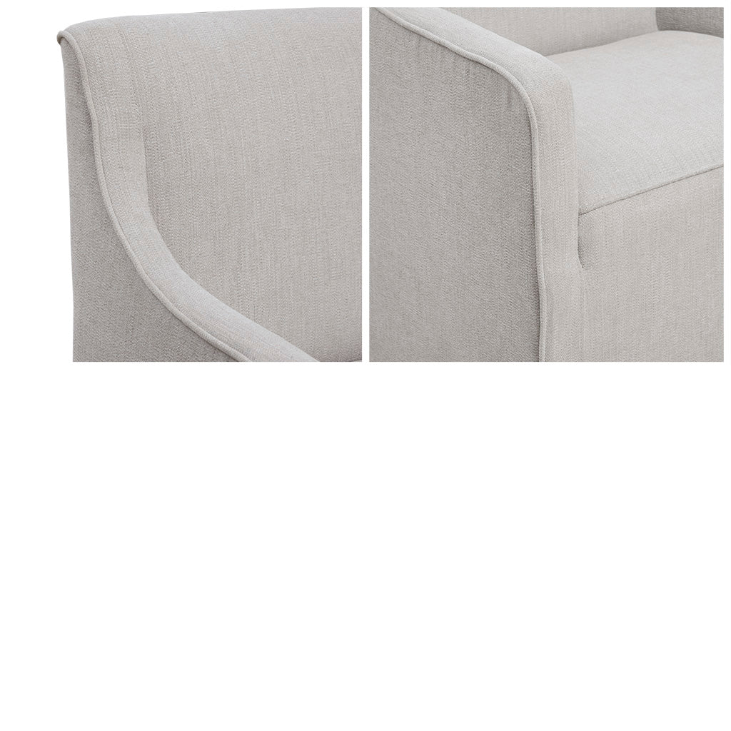 Upholstered Dining Chair with Casters and Padded Arms