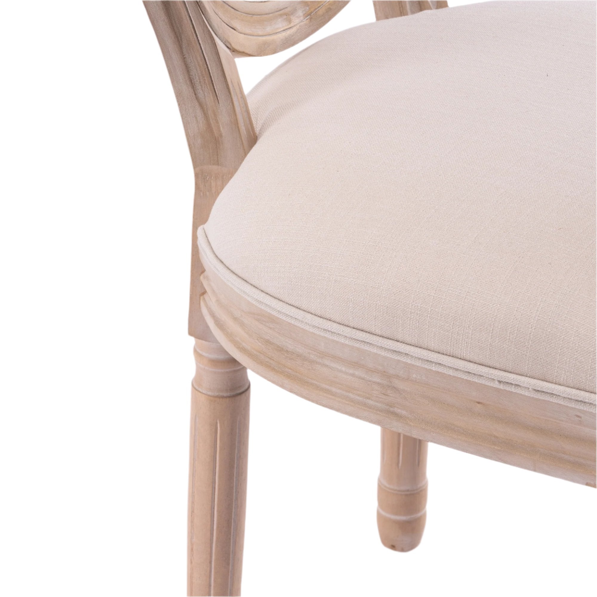 Upholstered Dining Chair with Oval Back and Solid Wood Frame Set of 2