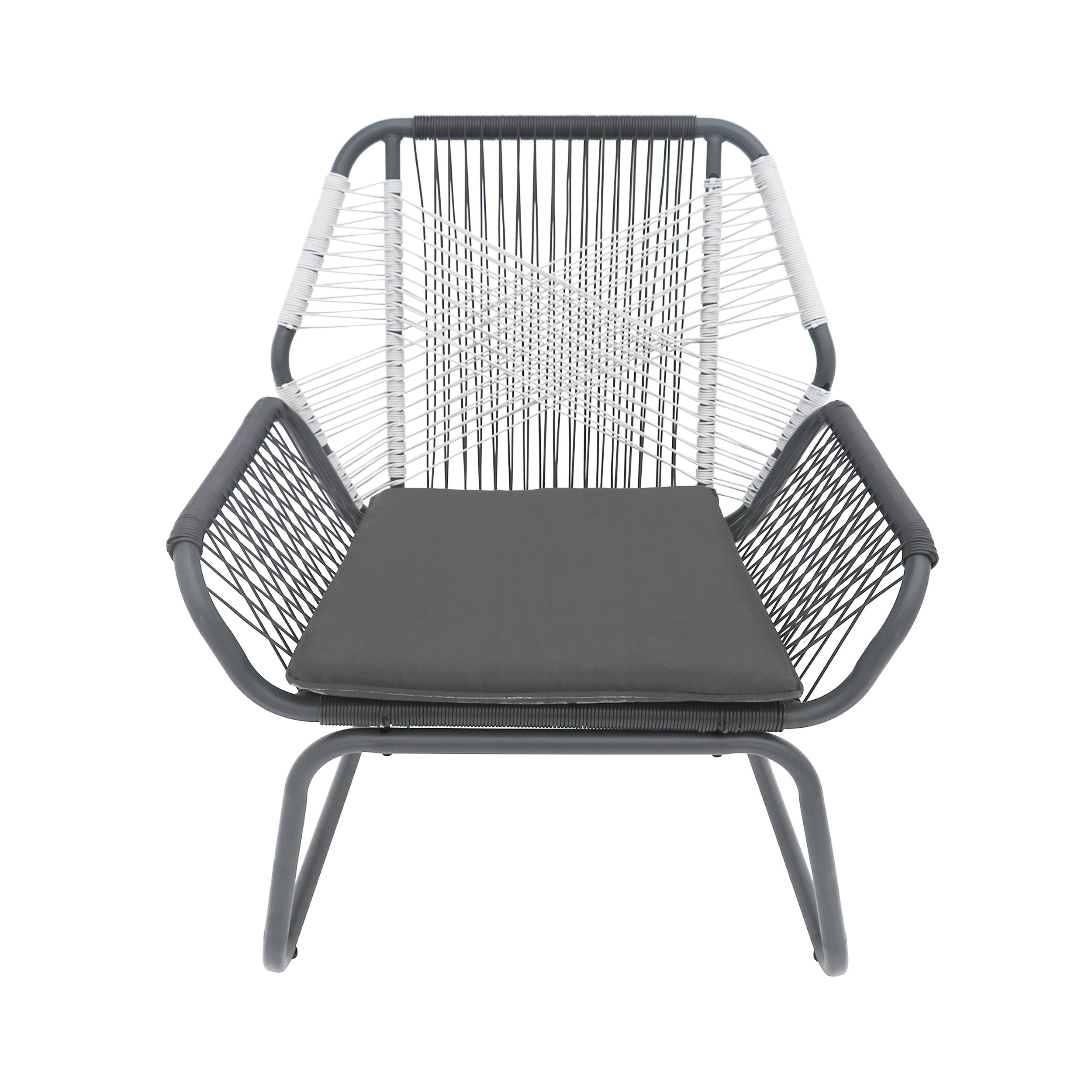 Set of 2 Woven Rattan Outdoor Club Chairs with Cushions