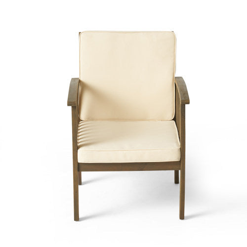 Patio Set Outdoor Acacia Wood Furniture Sets - Modern Club Chair Conversation Sets with Patio Dining Table