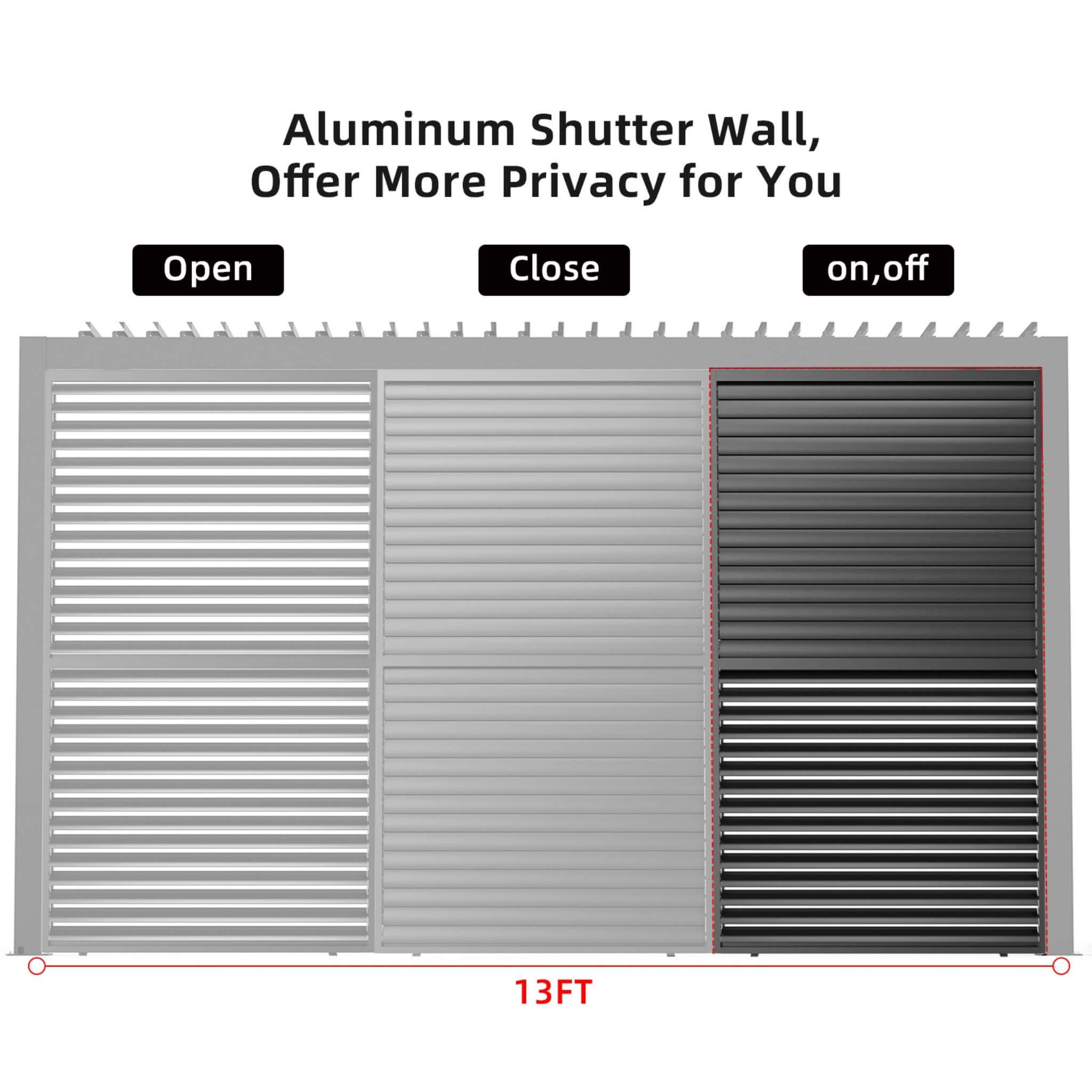 [04X07FT] Alora Premium Adjustable Aluminum Louvered Pergola With Side Wall Panel (SAK25458)