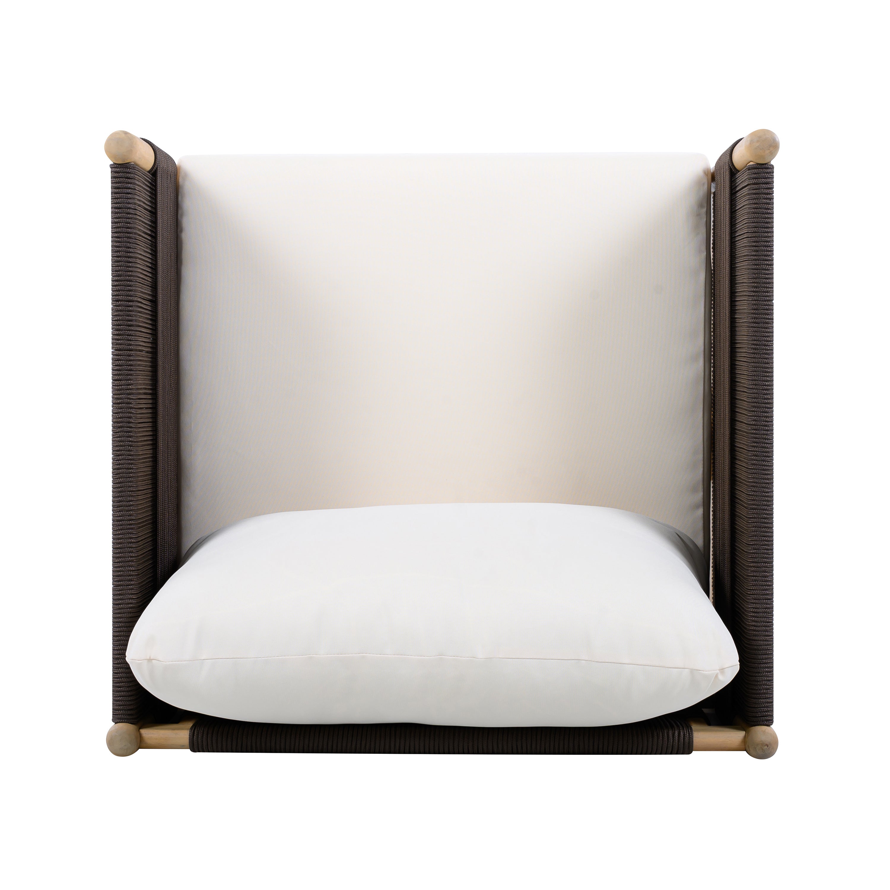 Outdoor Acacia Wood Club Chair with Diamond Rope Weave & Cushions, Light Teak
