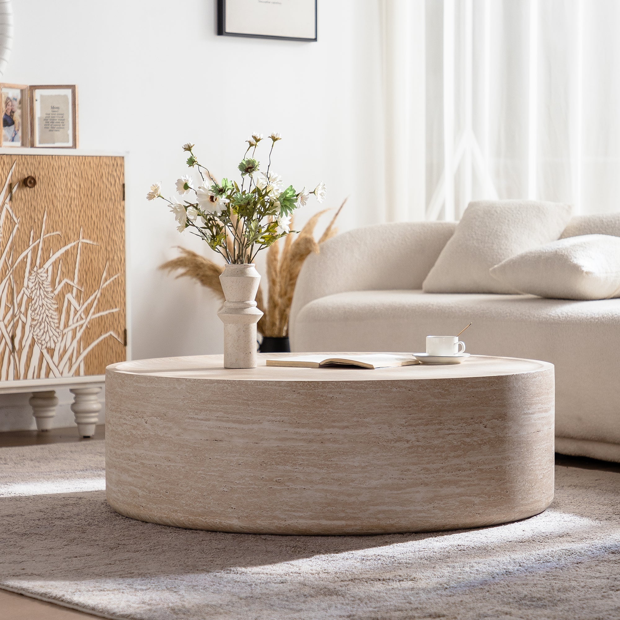 39.37" Round Coffee Table with Mars Pattern