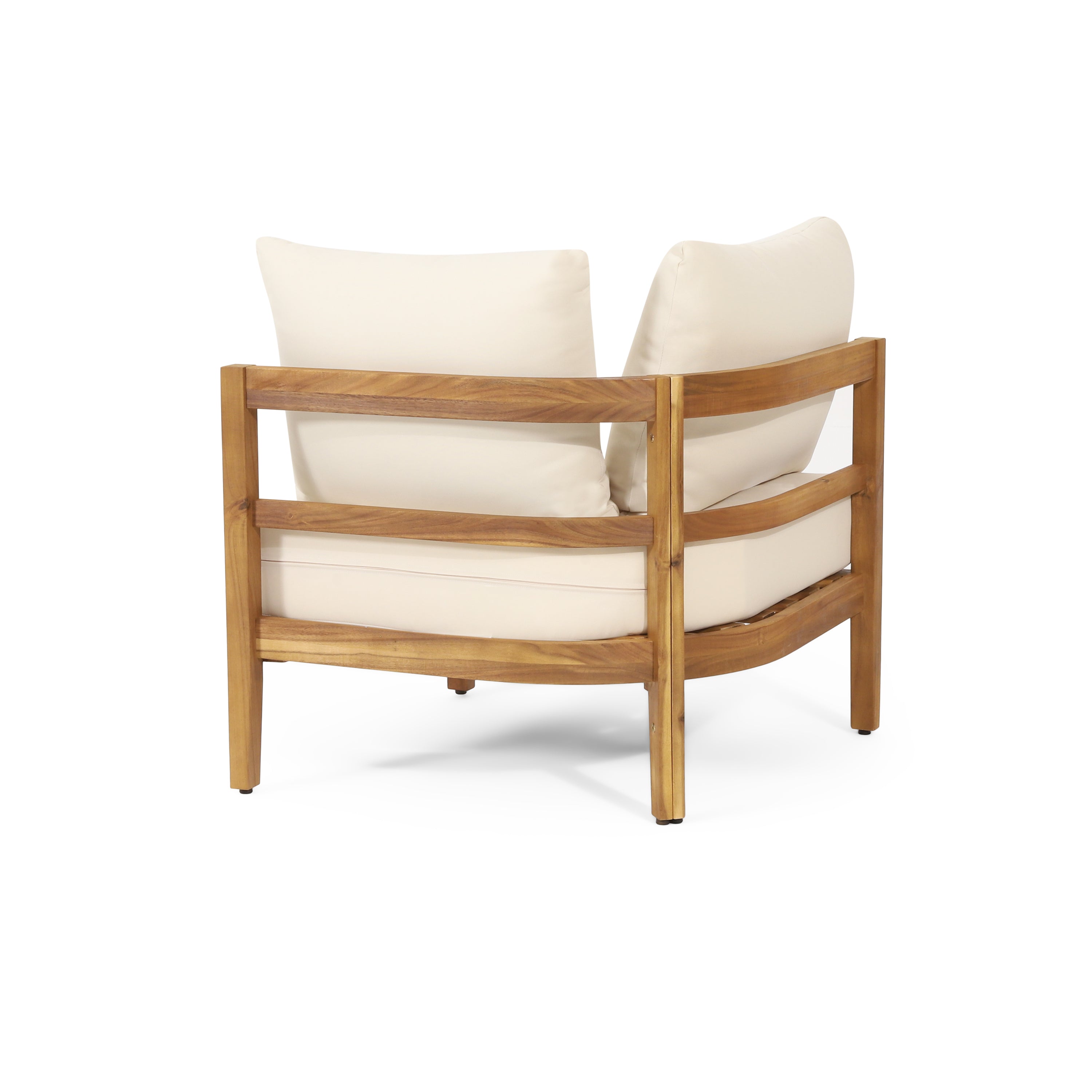 Crowne 4-Pcs Sofa Conversation Set with Beige Cushion, Teak