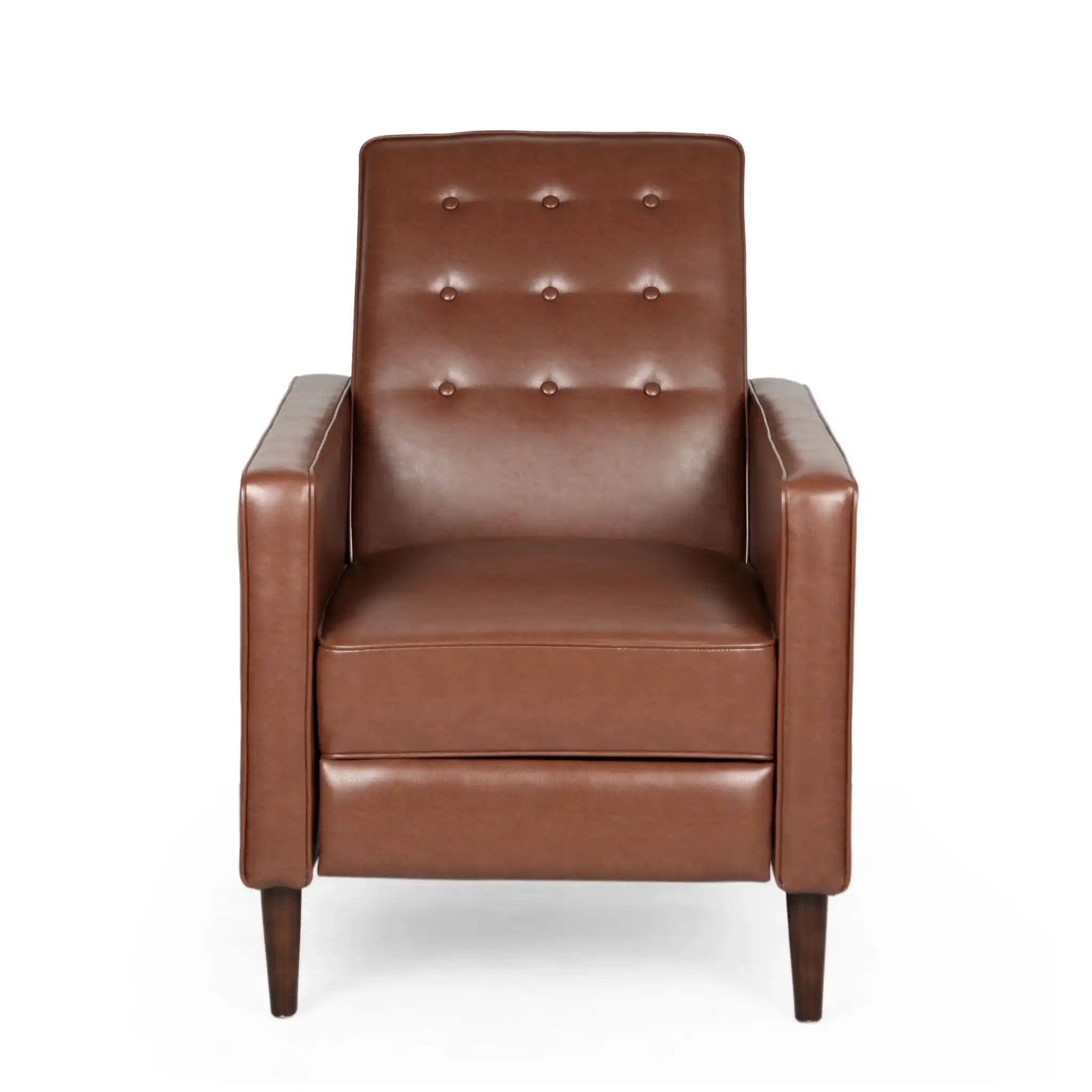 Mid-Century Modern Recliner With Button Tufted Waffle Stitch