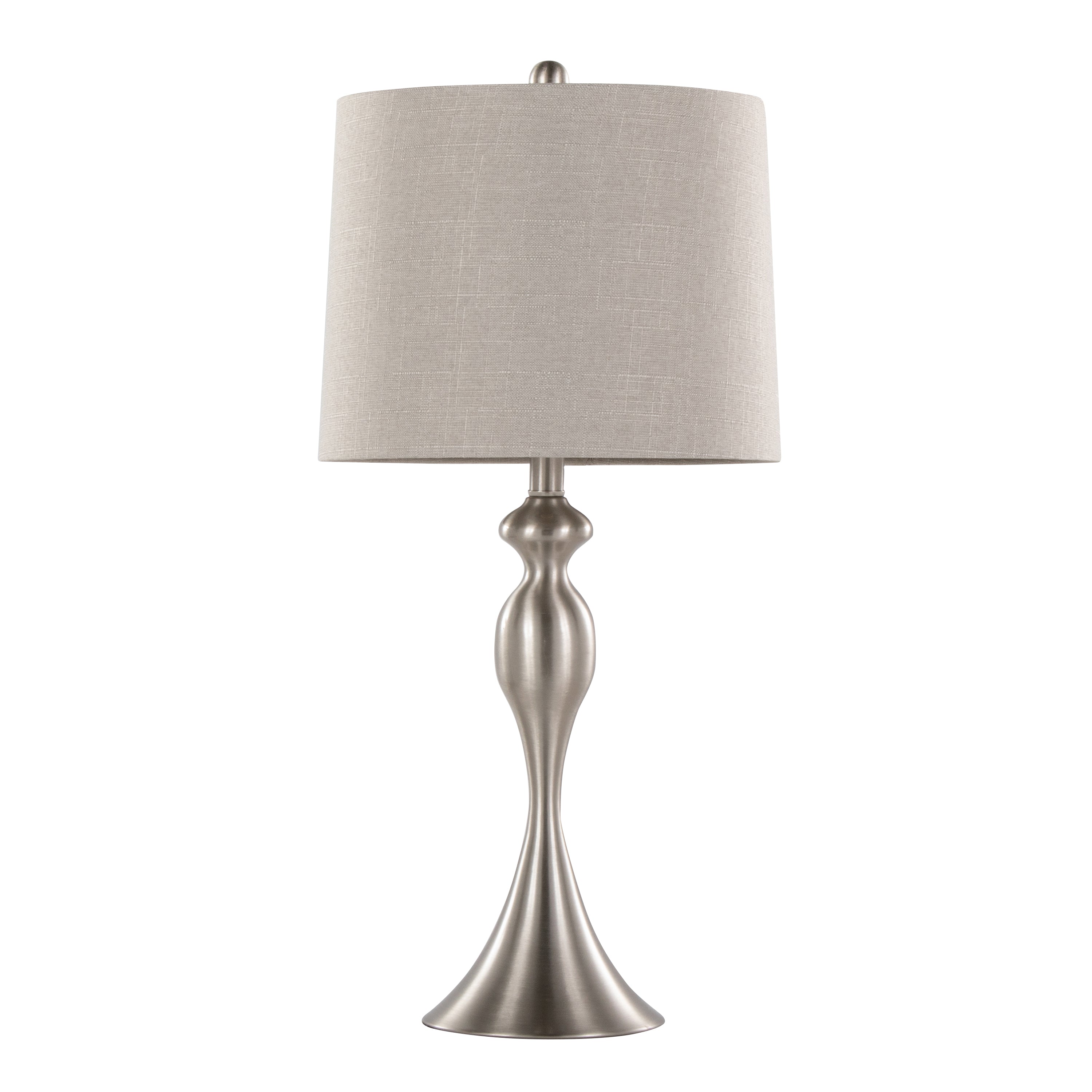 Ashland 27" Contemporary Metal Table Lamp Set in Brushed Nickel