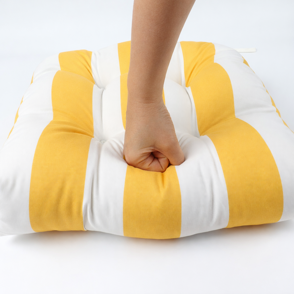 Outdoor Chair Cushions Set of 2, 19 x 19 x 4 Inch Tufted Seat Cushions with Ties