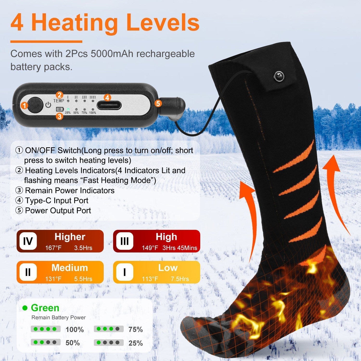 Heated Socks for Men Women