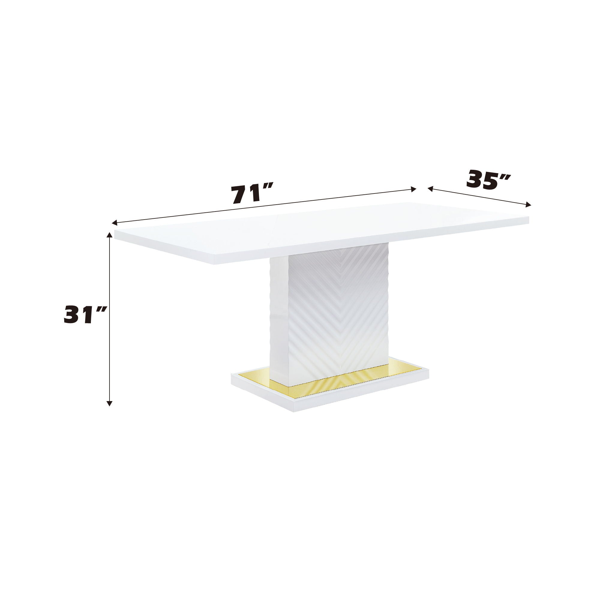 Gaines - High Gloss Dining Table With Pedestal Base