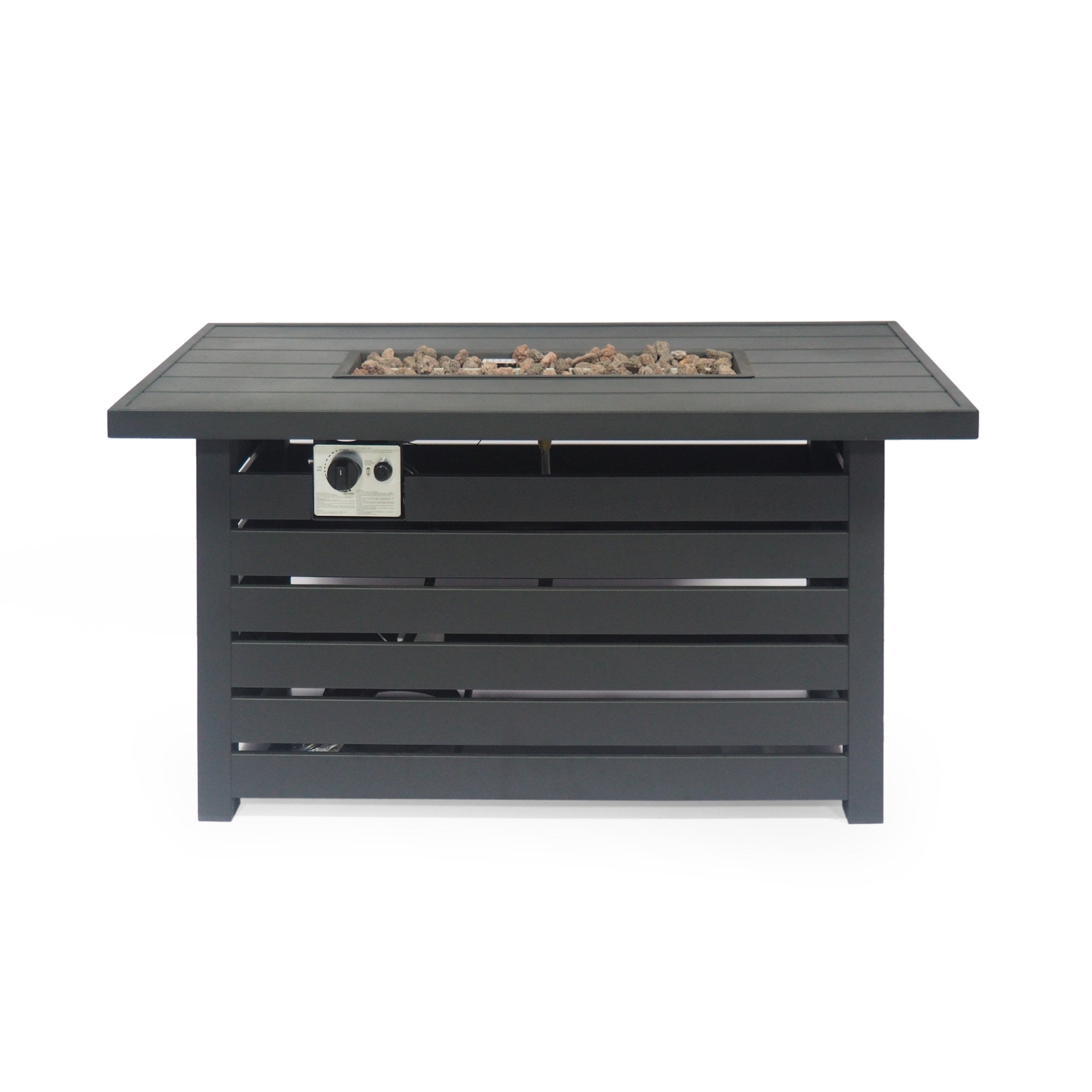 Rectangular Iron Fire Pit - 30,000 BTU - Tank Cover Inside