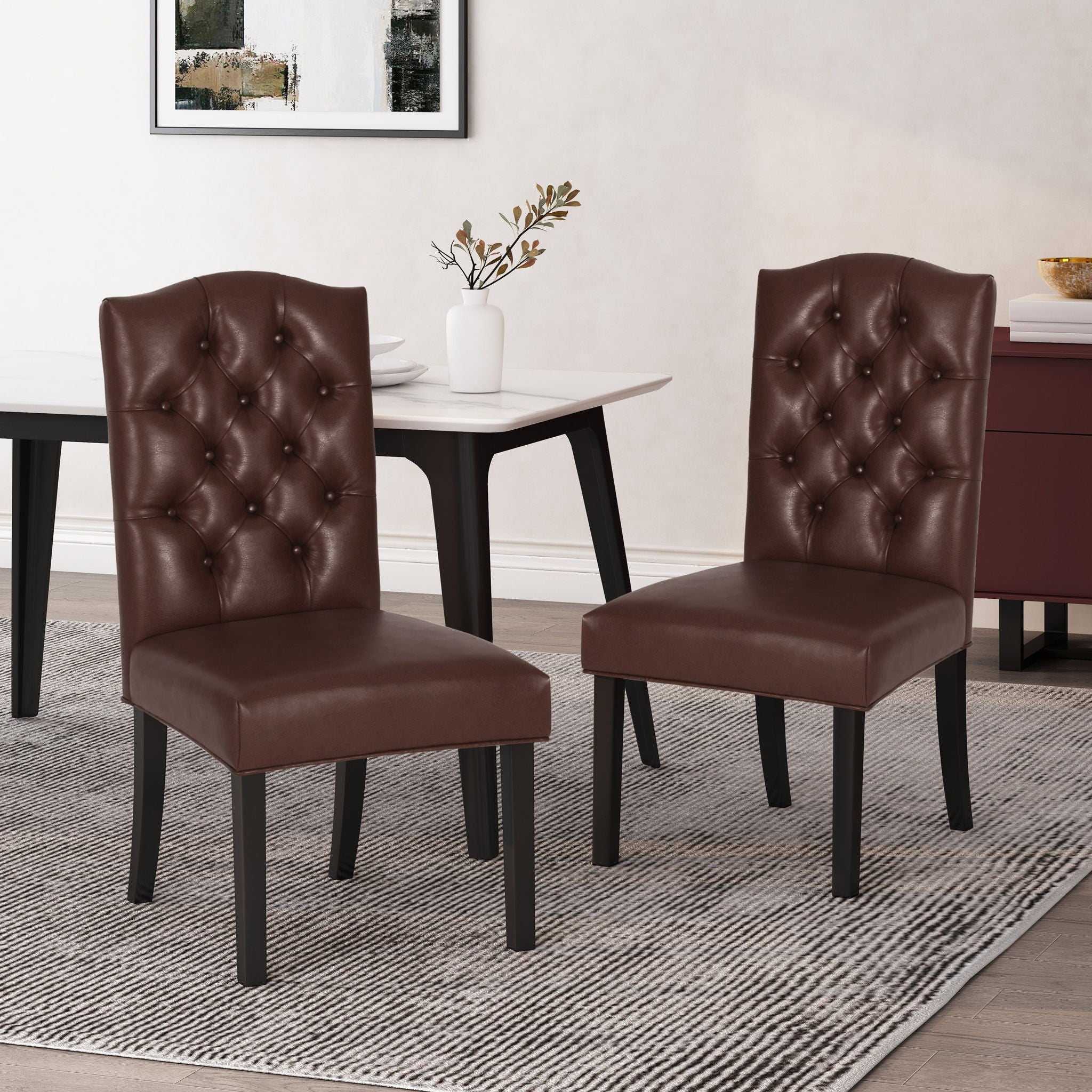 Harriet Tufted Dining Chair with Button Tufting and Diamond Stitching