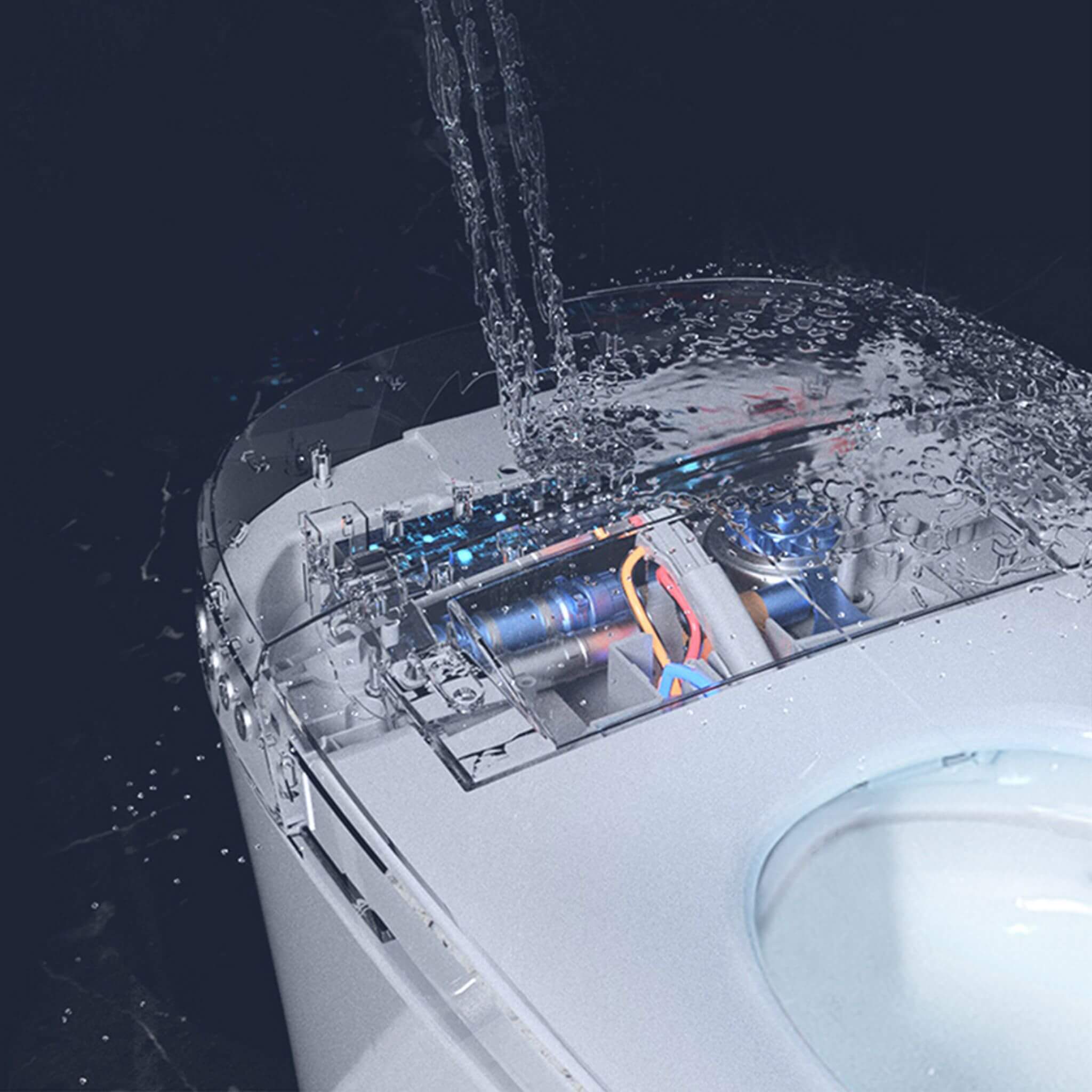 Nuvia 1/1.28 GPF Smart Compact Dual Flush Tankless Toilet Bidet Combo With Self-Cleaning Nozzle And Foot Sensor Flush (SAK58021)