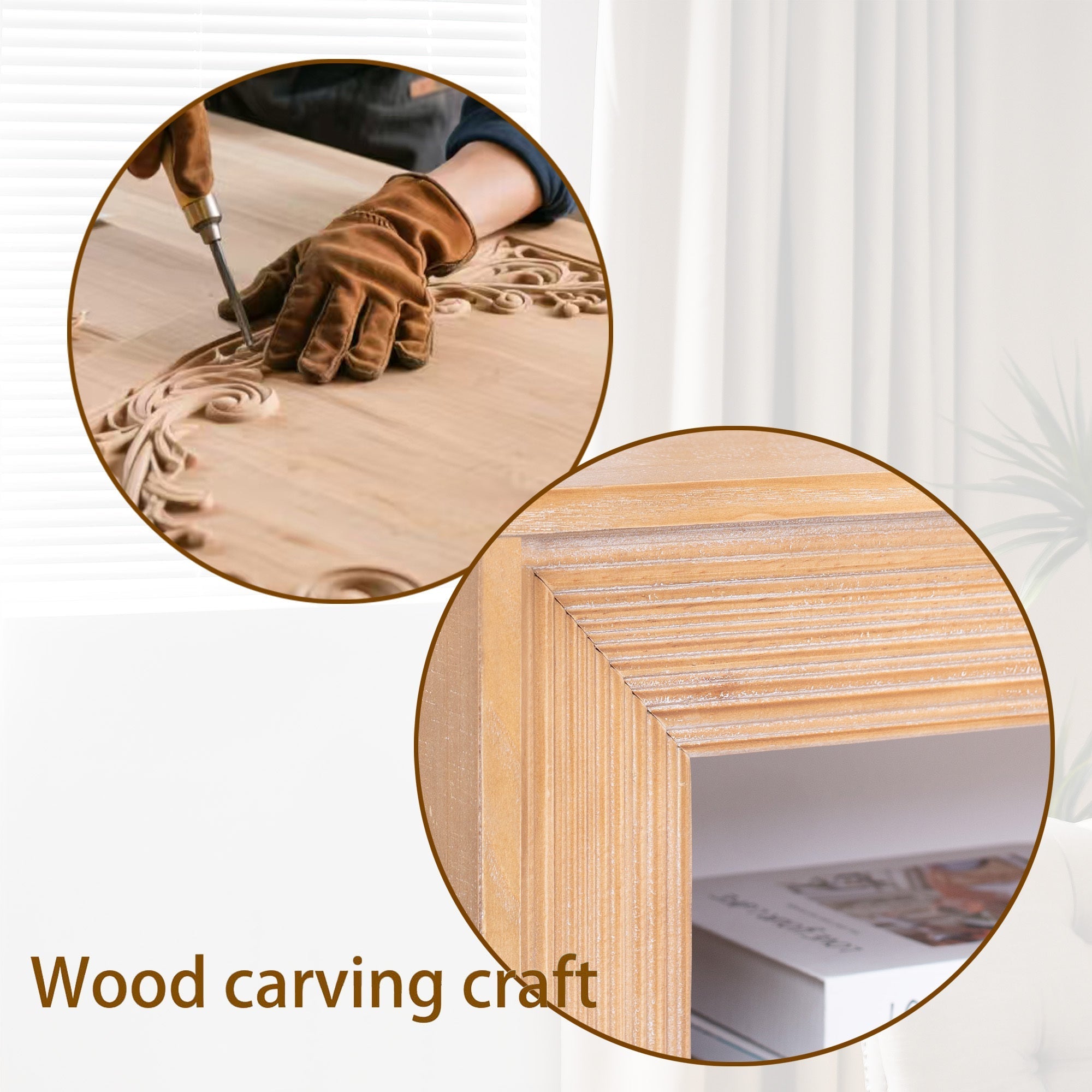 Rustic Solid Wood Console Table with Storage Shelf