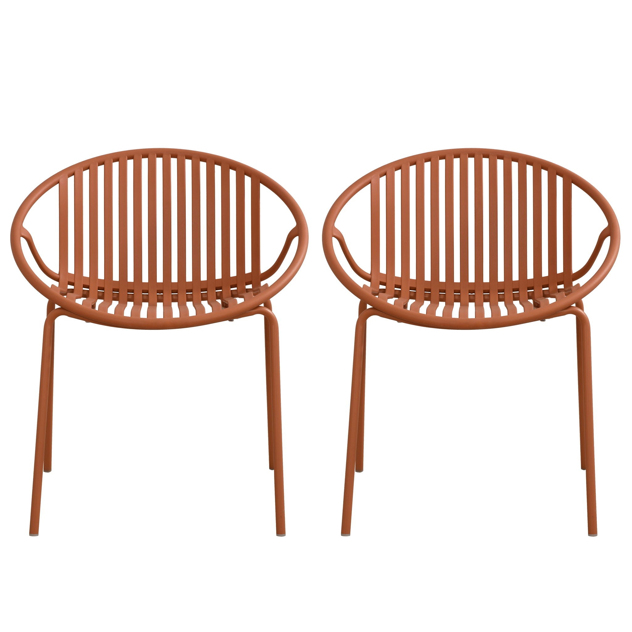Stackable Outdoor Chairs with Breathable Plastic Backrest (Set of 2)