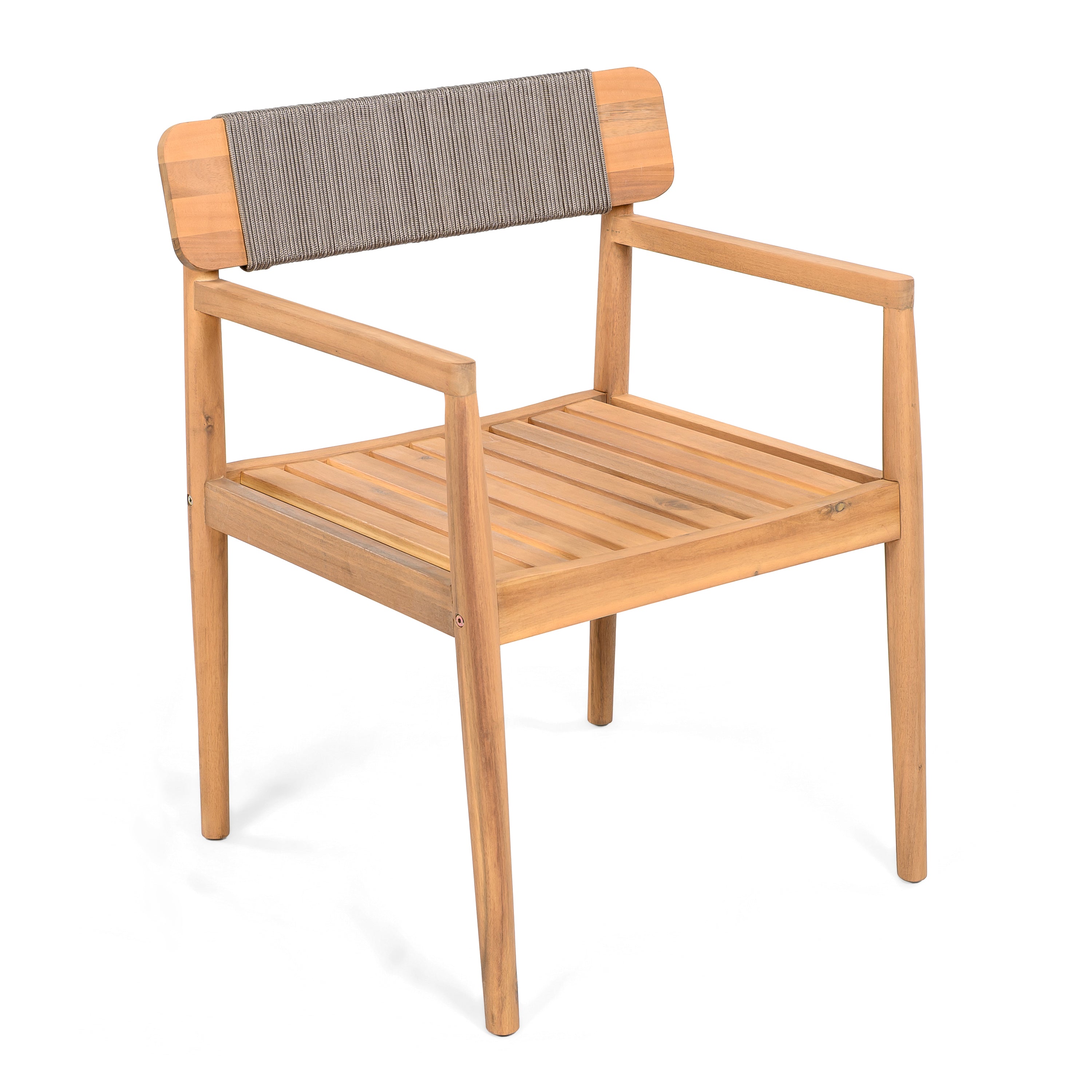 Patio Set Outdoor Acacia Wood Furniture Sets - Braided Dining Chairs & Dining Table