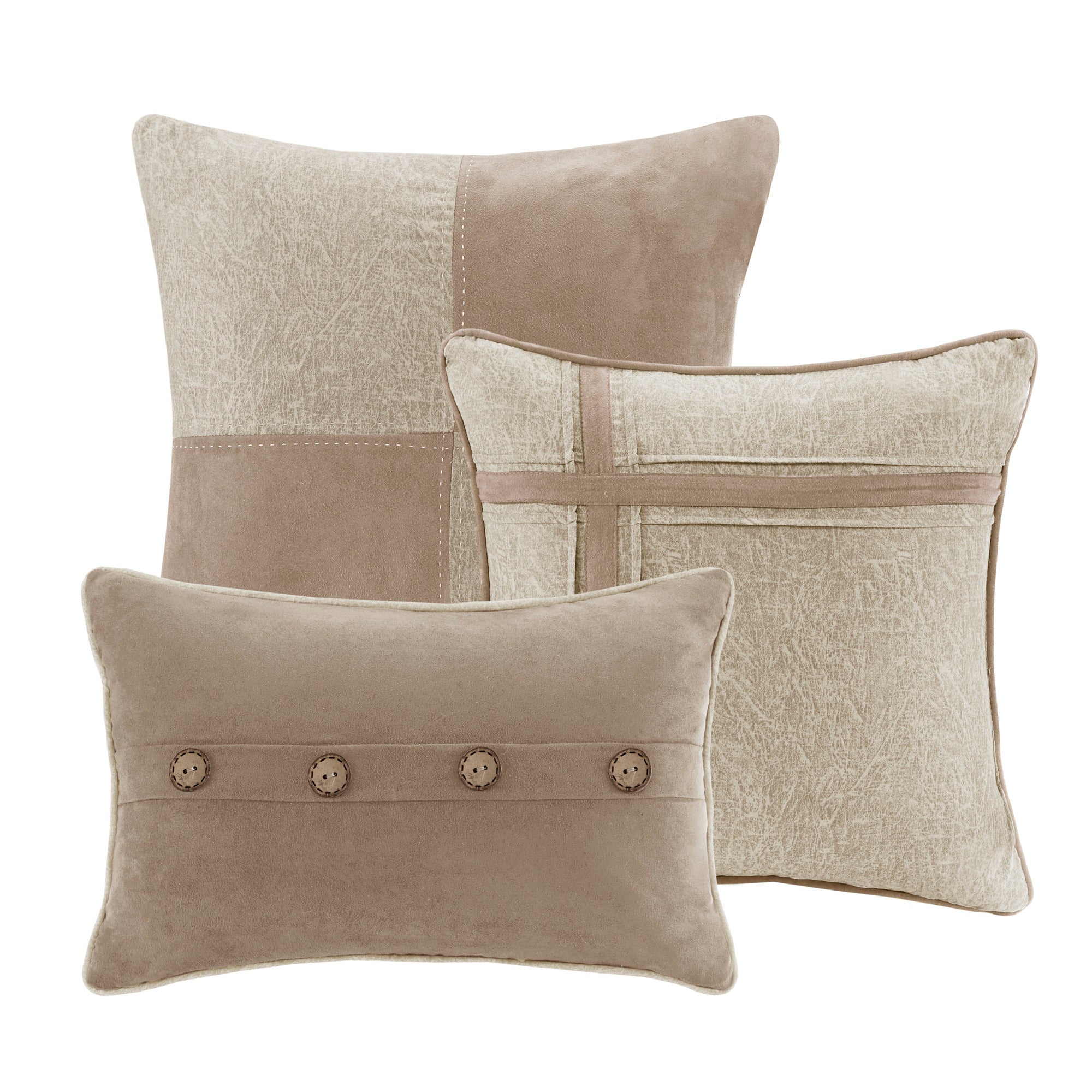 7 Piece Faux Suede Comforter Set Tan Queen