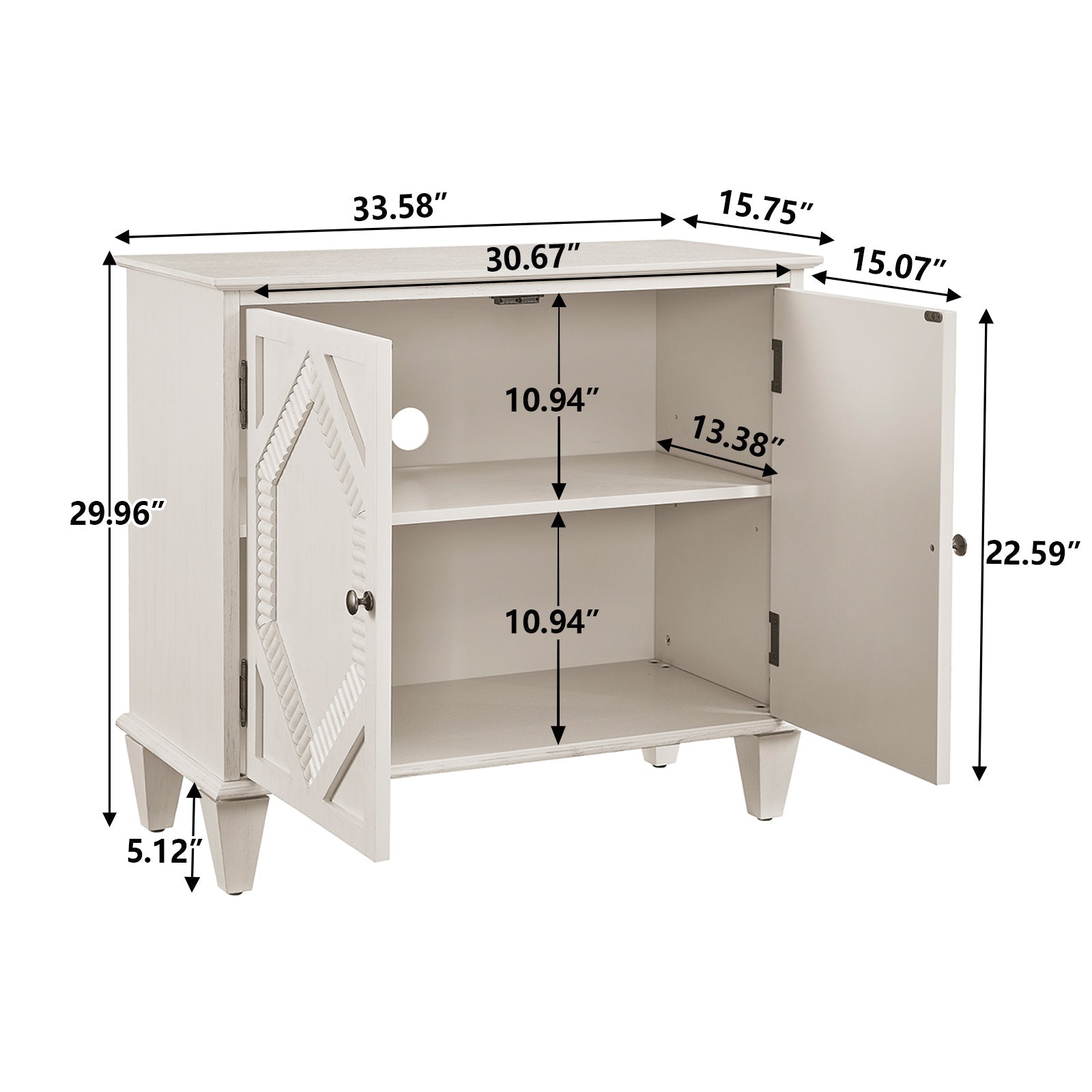33.6' Retro Wooden Sideboard Buffet Cabinet with Storage