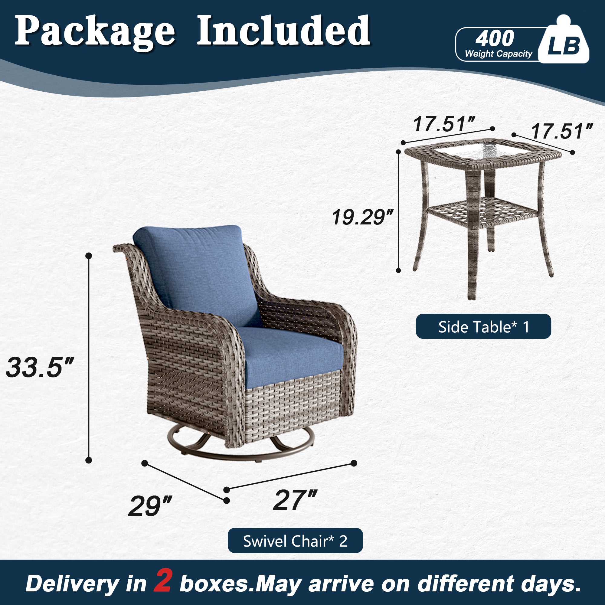 JB Two Swivel Chairs and Side Table