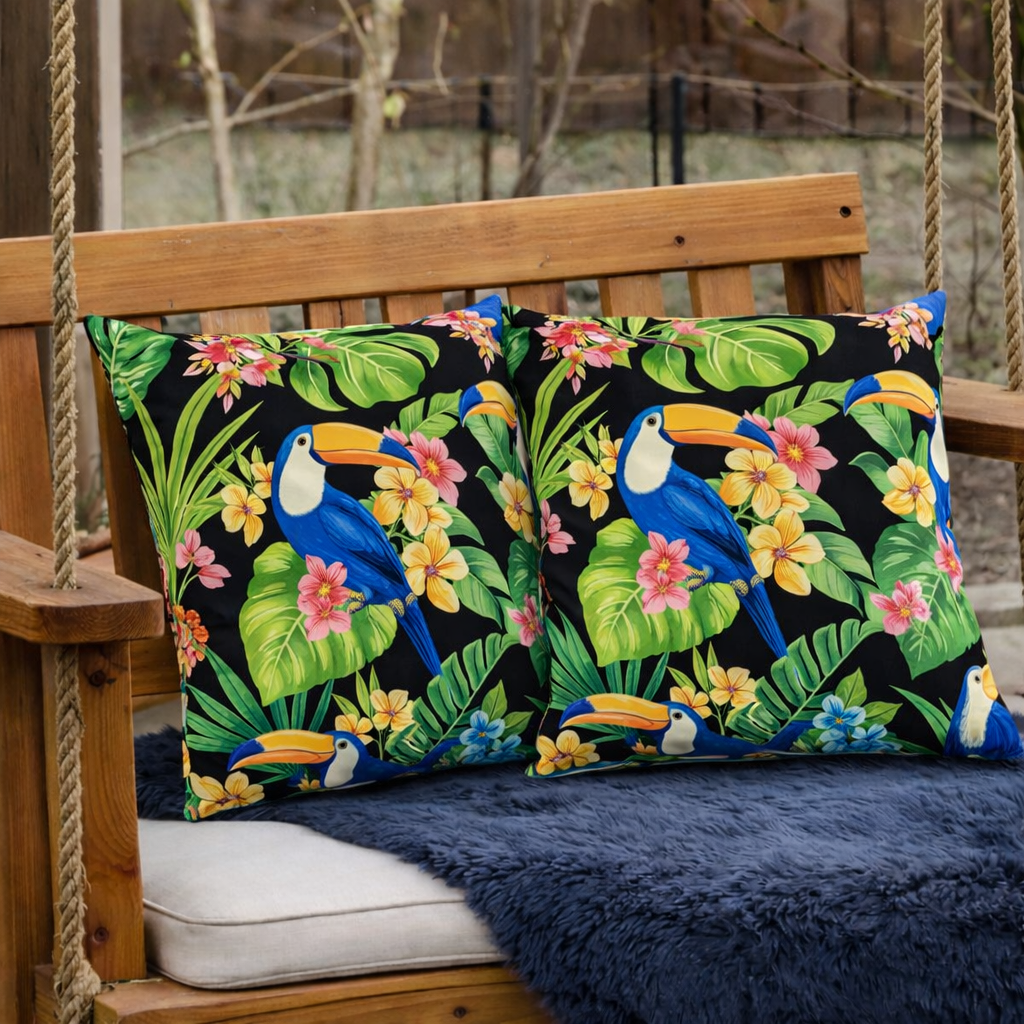 2 Pack Outdoor Throw Pillows, Waterproof & Fade-Resistant Patio Cushions